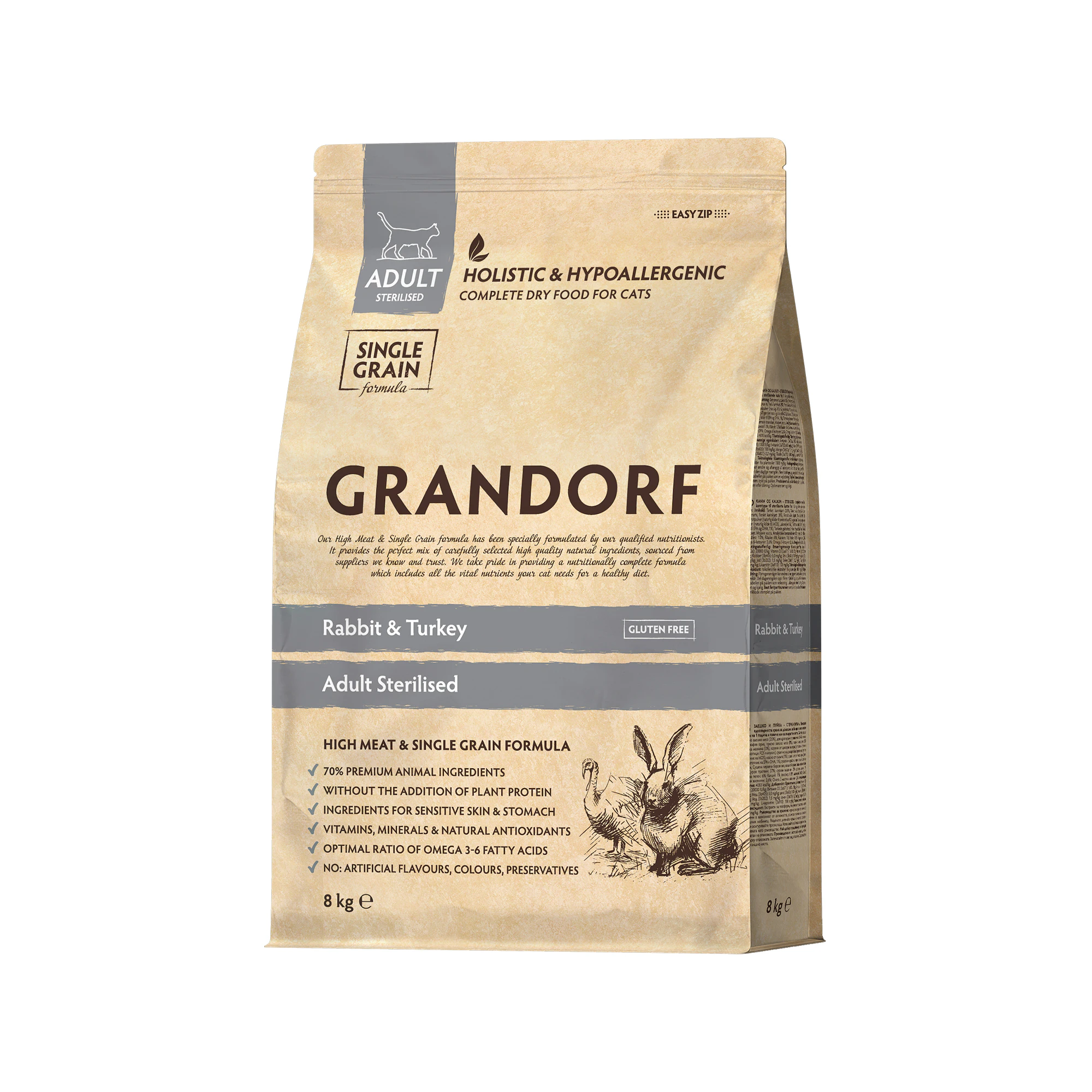 Grandorf Sterilised Adult - Kaninchen & Truthahn - Katzenfutter