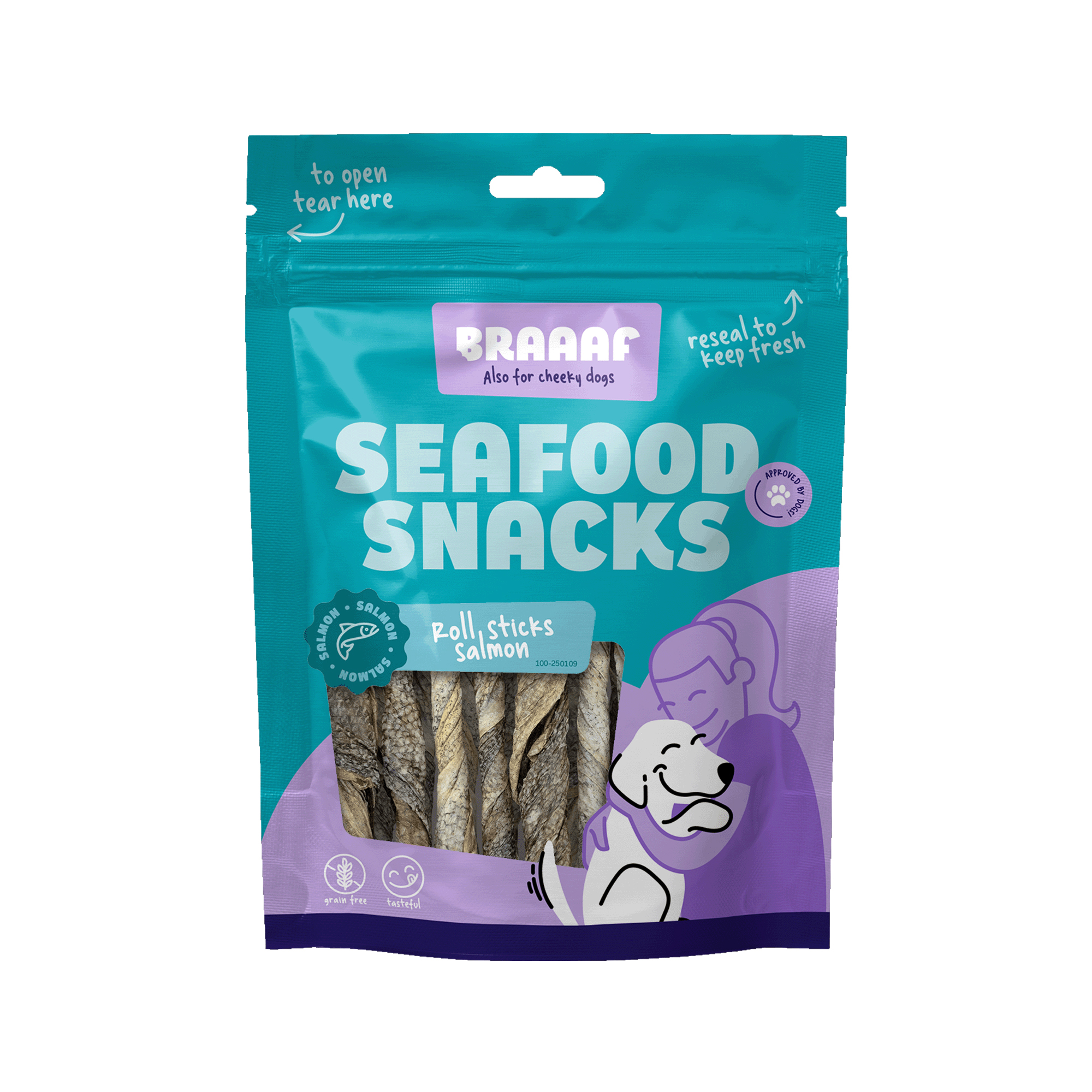 Braaaf Fischsnack Lachs-Rolle Twister - 12 cm - 70 g