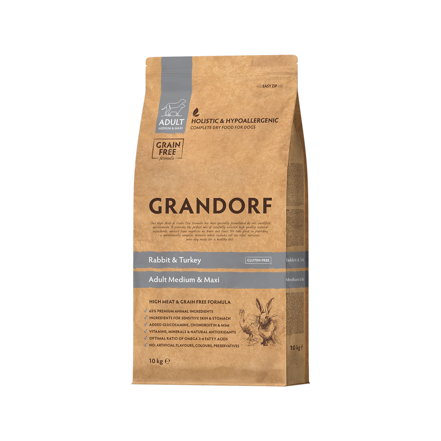 Grandorf Medium & Maxi Breeds Adult - Kaninchen & Truthahn - Hundefutter