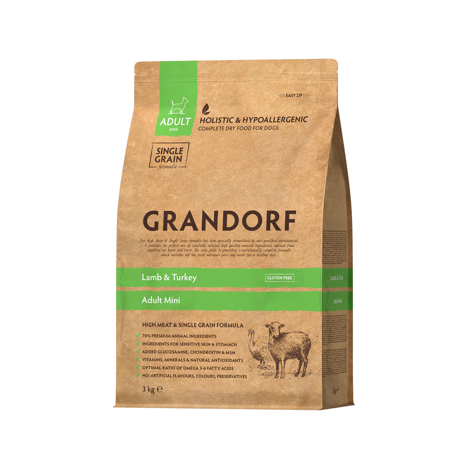 Grandorf Mini Breeds Adult - Lam & Kalkoen - Hondenvoer