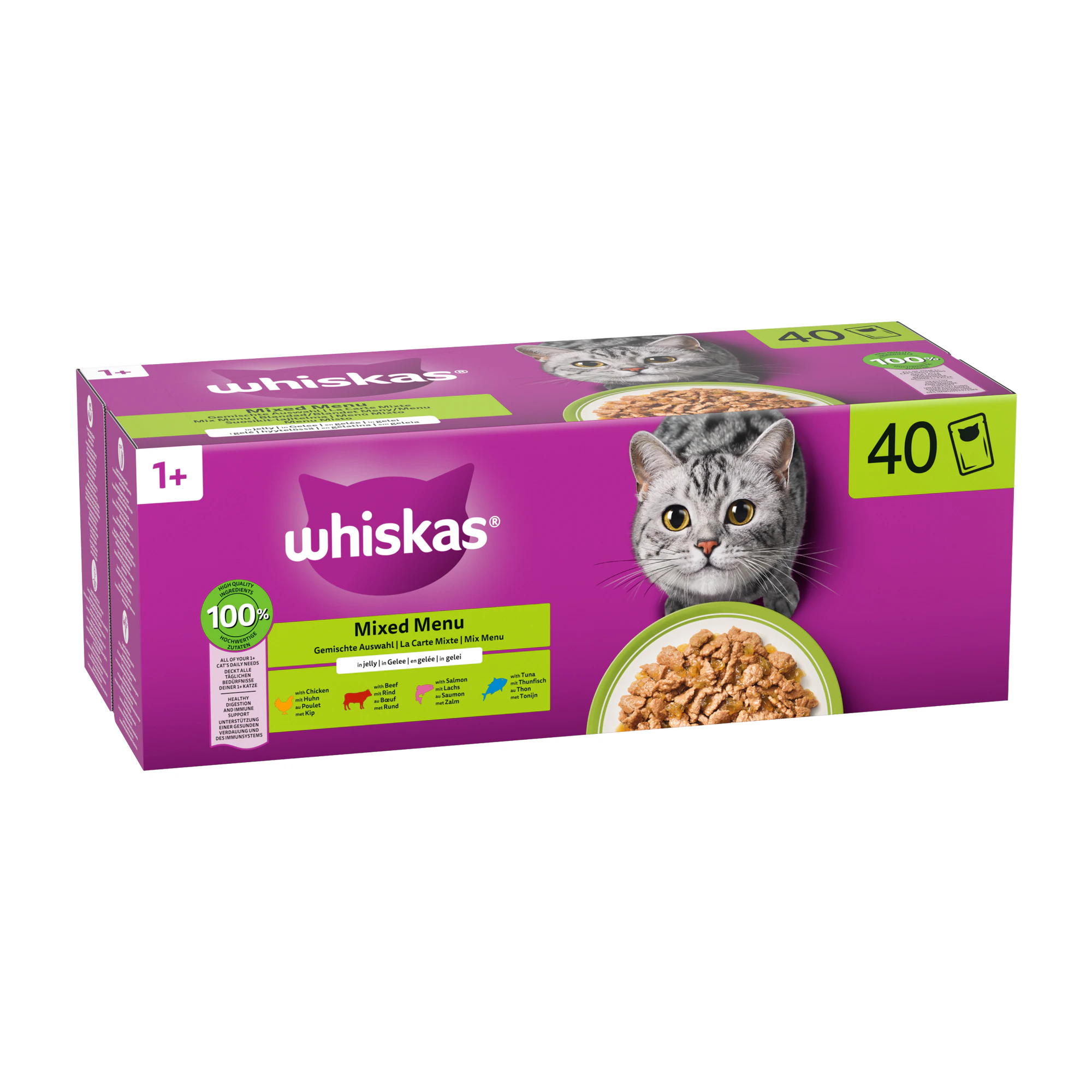 Whiskas 1+ Mixed Menu in Gelei - Maaltijdzakjes