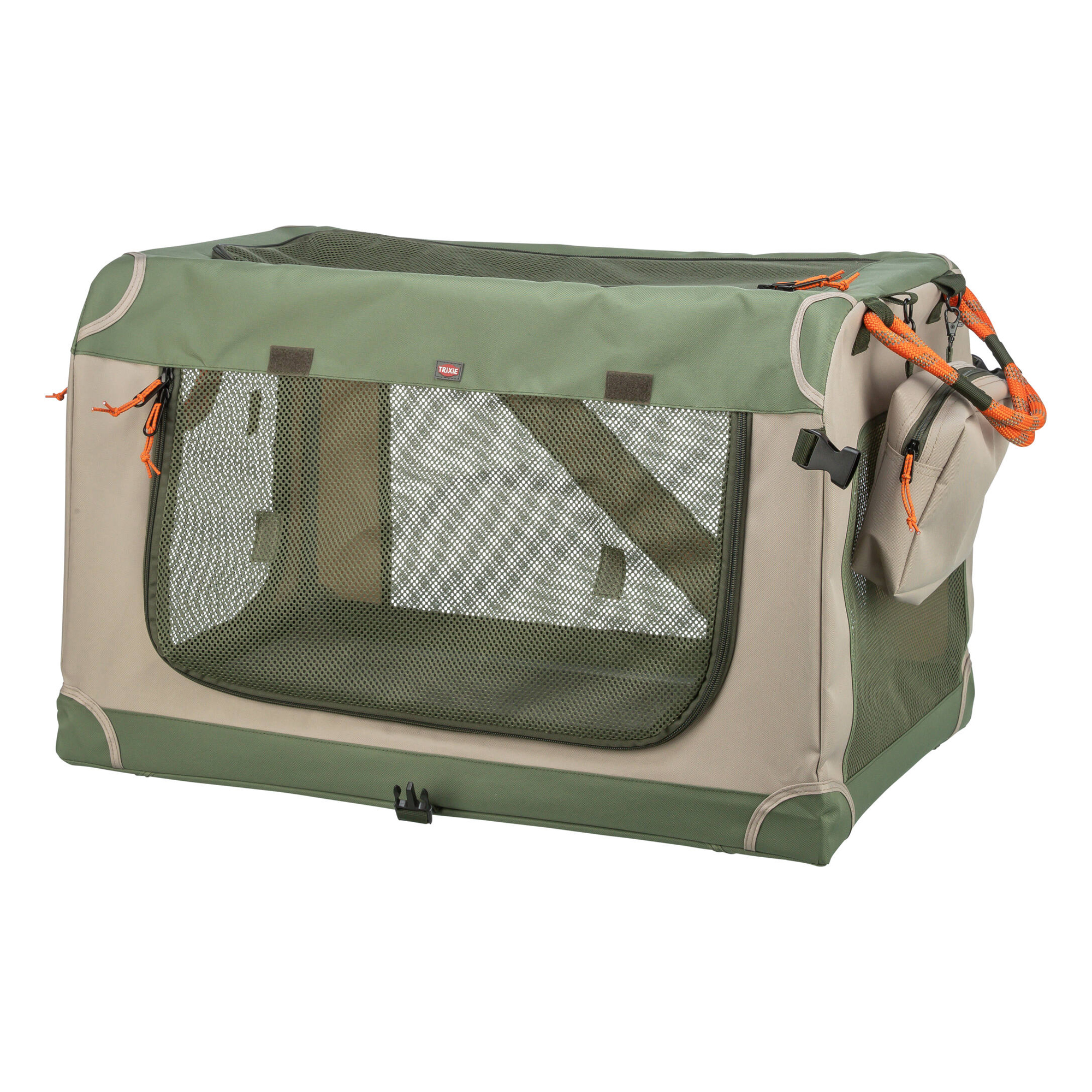 Trixie Kennel Comfy Bench Stof / Reismand Olijfgroen / Beige Draadkooien 47,5x70x44,5 cm