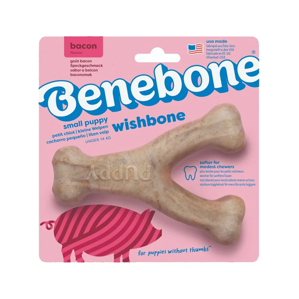 Benebone Puppy Wishbone - Bacon - Small