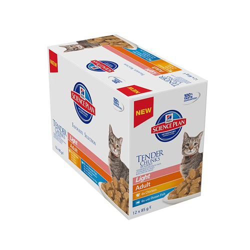Hill's Science Plan Adult Light Kattefoder - Vådfoder - Kylling - 12 x 85 g