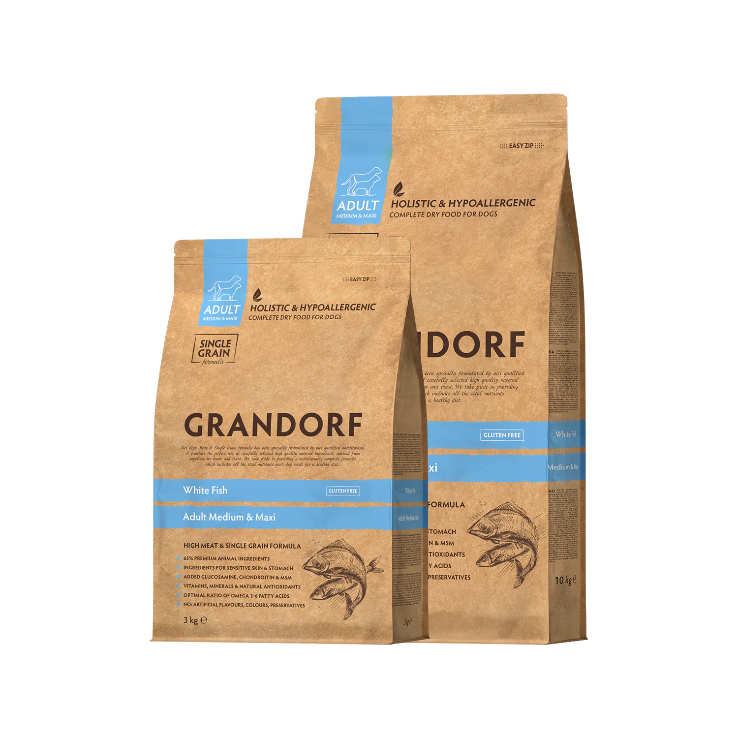 Grandorf Medium & Maxi Breeds Adult - Hvidfisk - Hundefoder