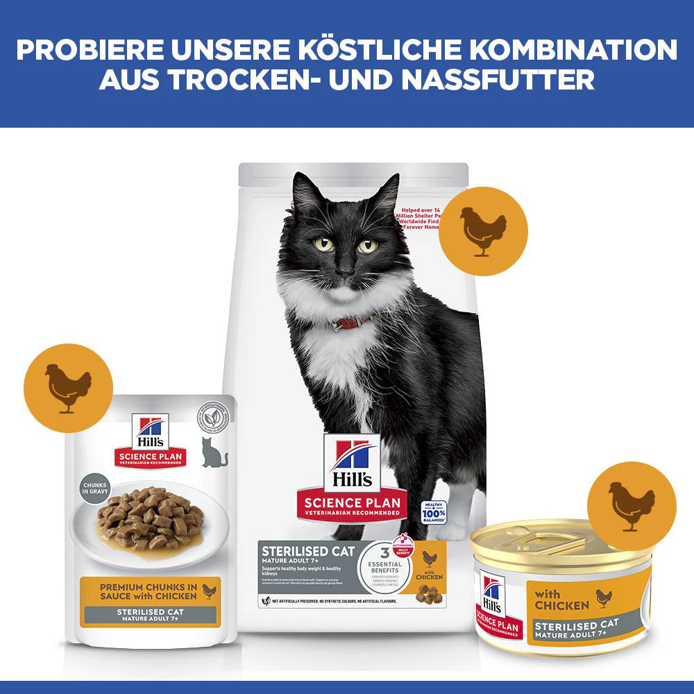Hill's Science Plan Feline Sterilised Mature Adult Premium Mousse - Huhn