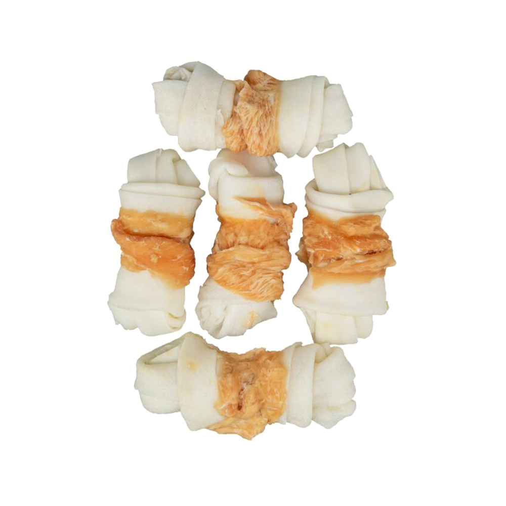 Trixie Denta Fun Knotted Chicken Chewing Bones - 5 cm - 5 stuks/70g