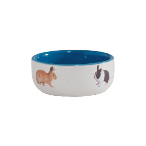 Beeztees Ceramic Rabbit Food Bowl - Blue