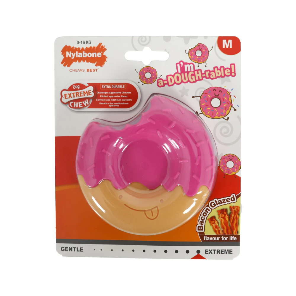 Nylabone Extreme Chew Donut Glaze Bacon
