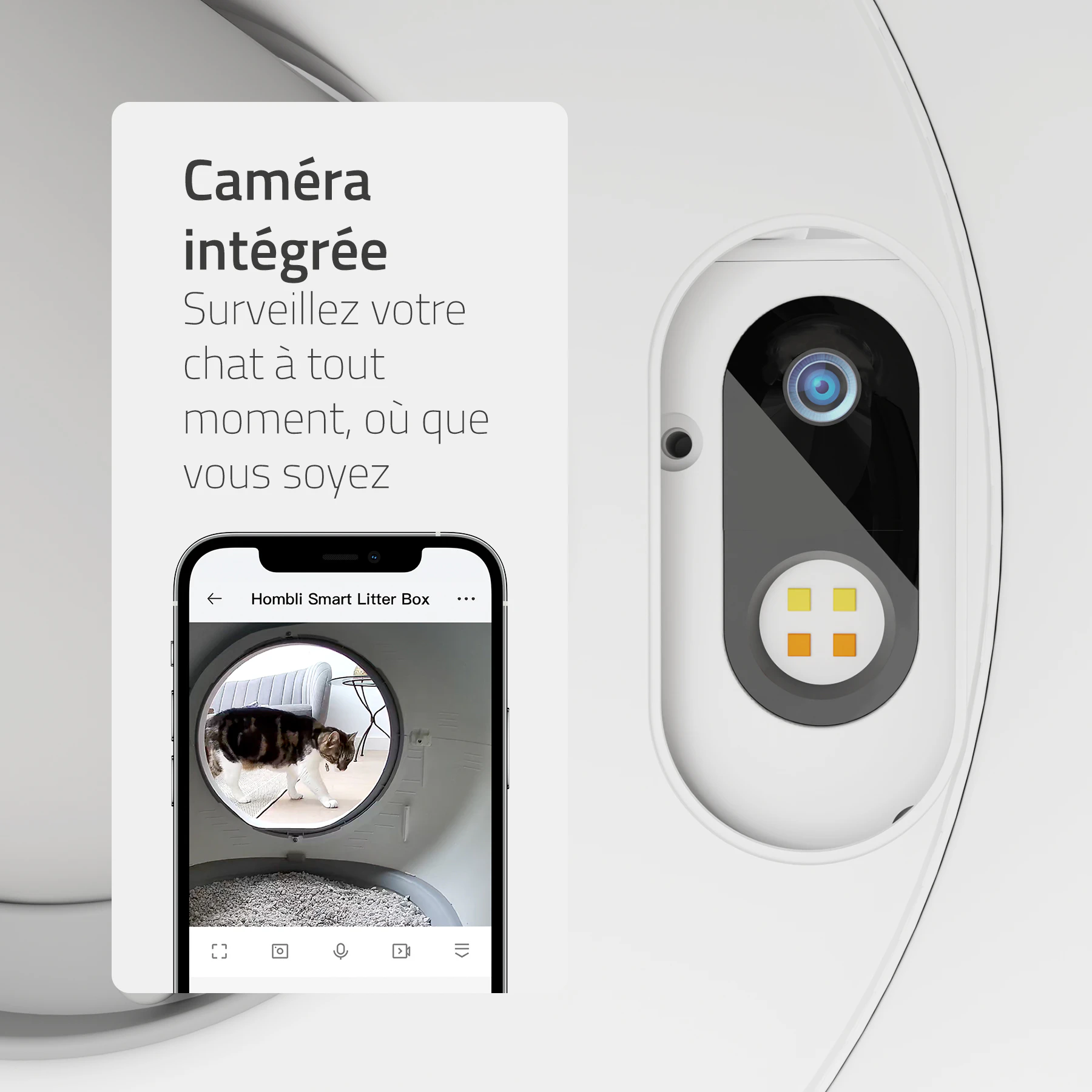 Hombli Smart Bac à Litière avec Caméra