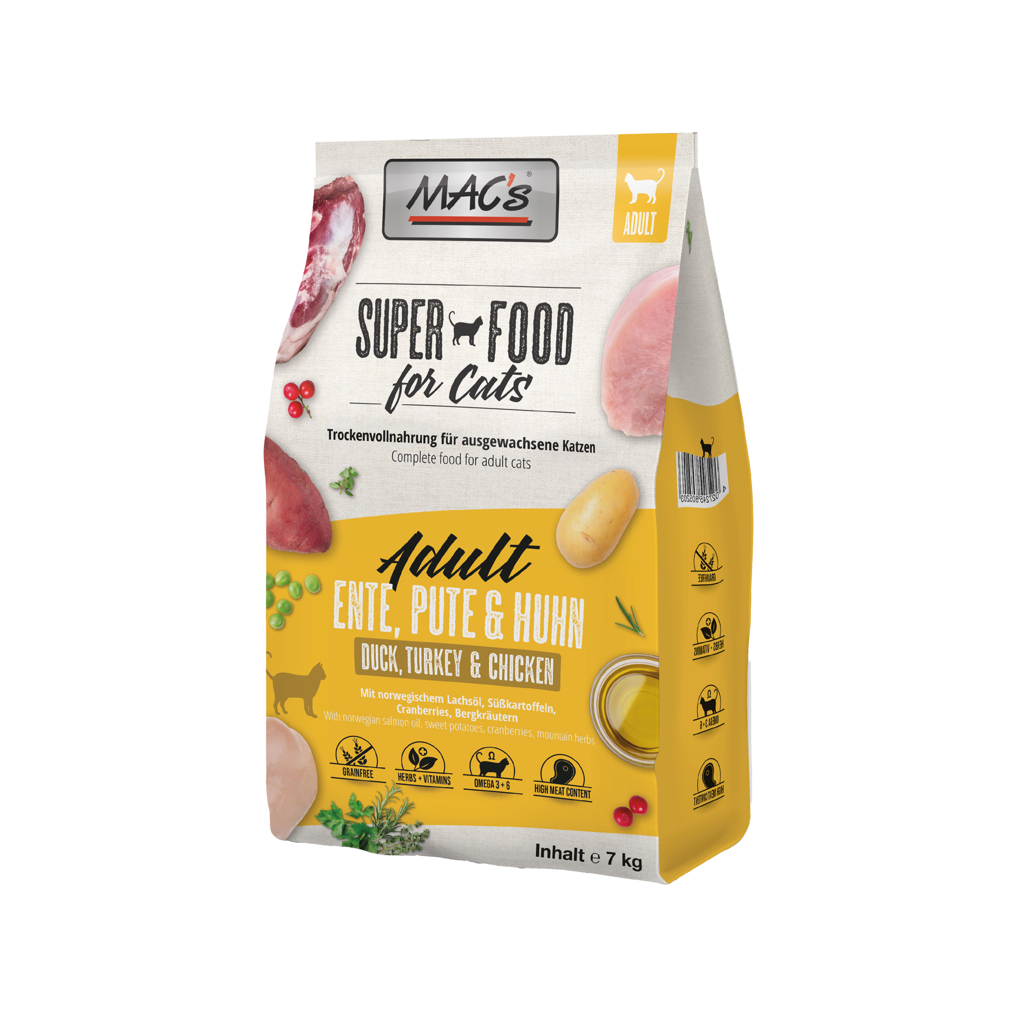MAC's Adult Kattenvoer - Eend, Kalkoen & Kip - 7 kg