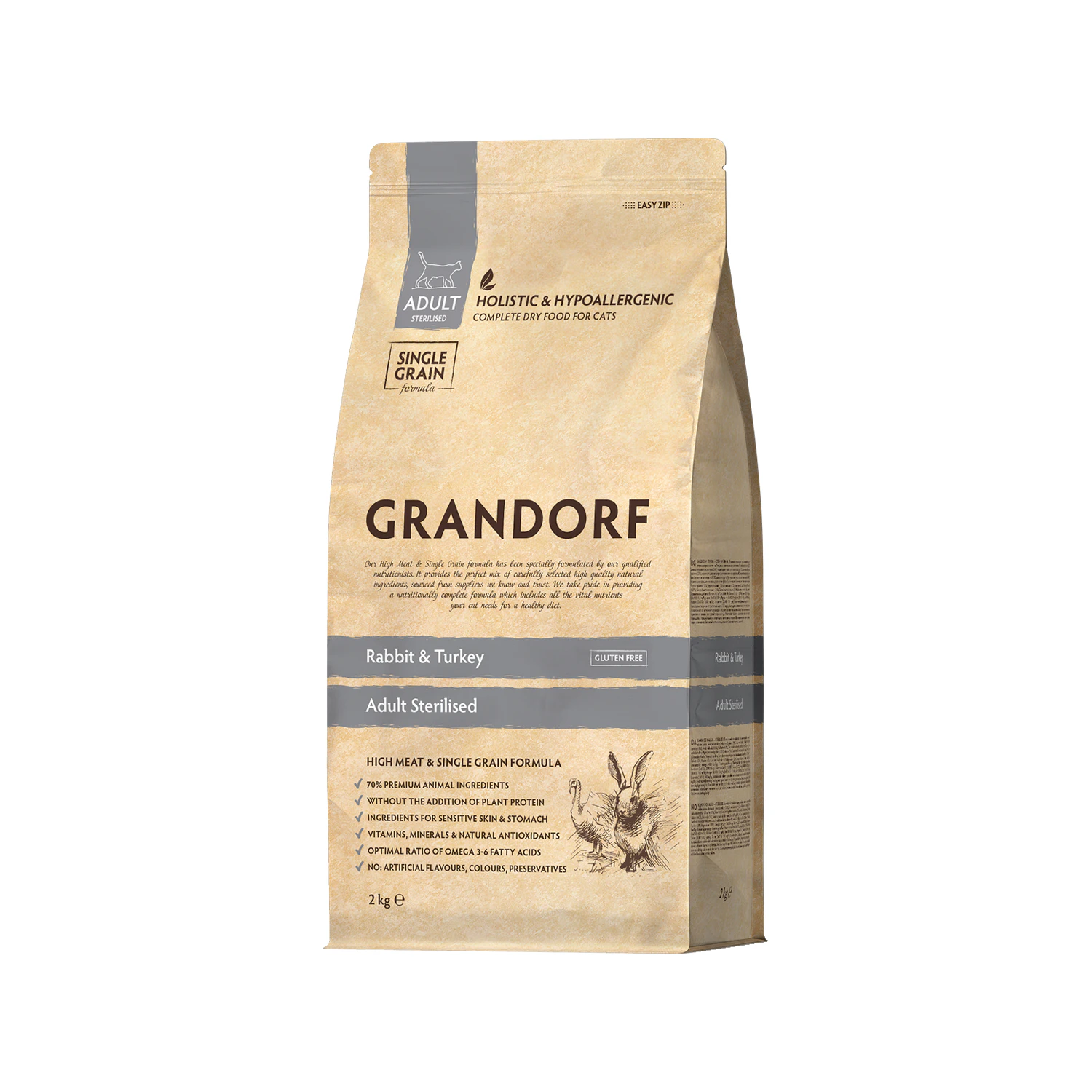 Grandorf Sterilised Adult - Kaninchen & Truthahn - 2 kg