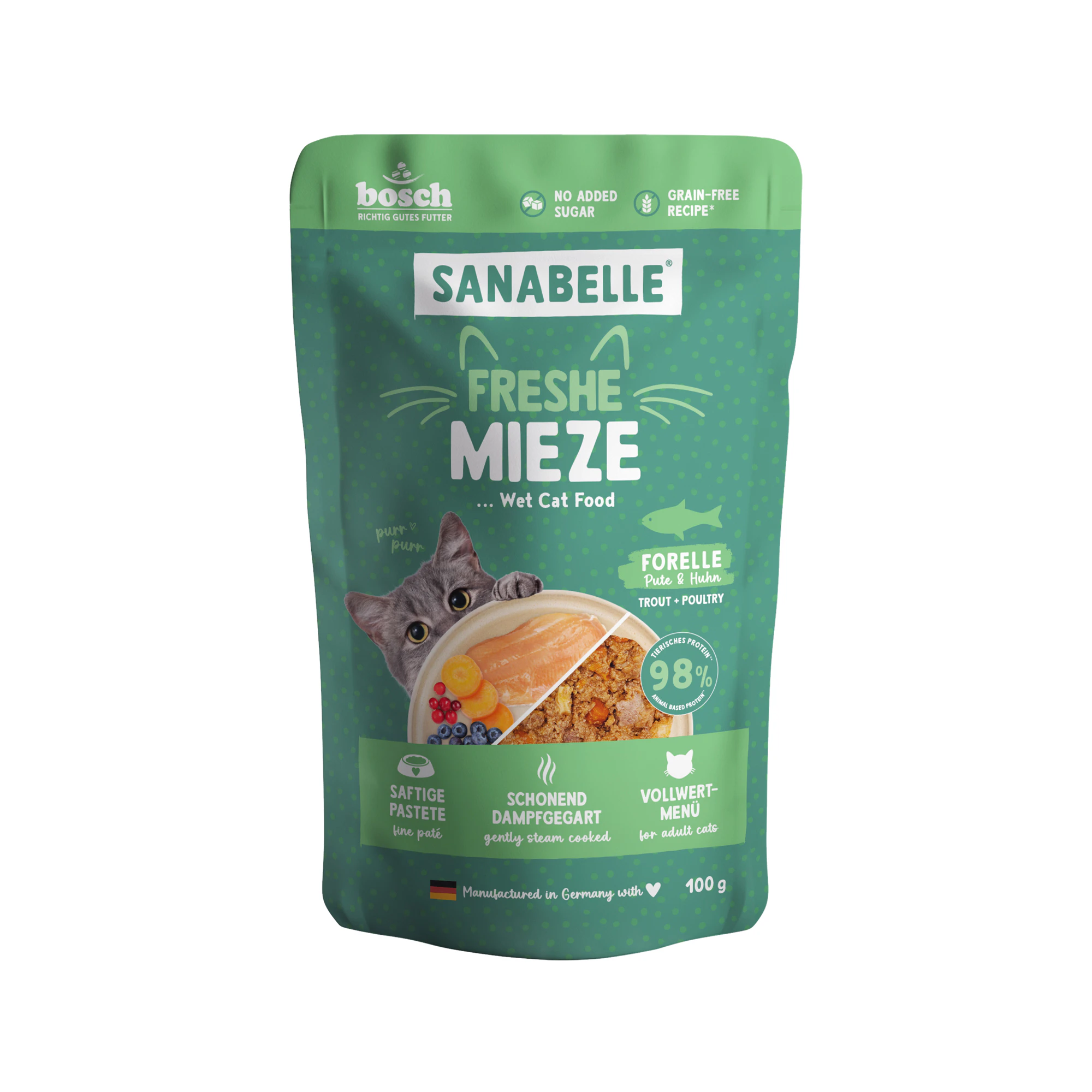 Sanabelle Freshe Mieze mokra karma - Pstrąg, Indyk & Kurczak - 10 x 100 g