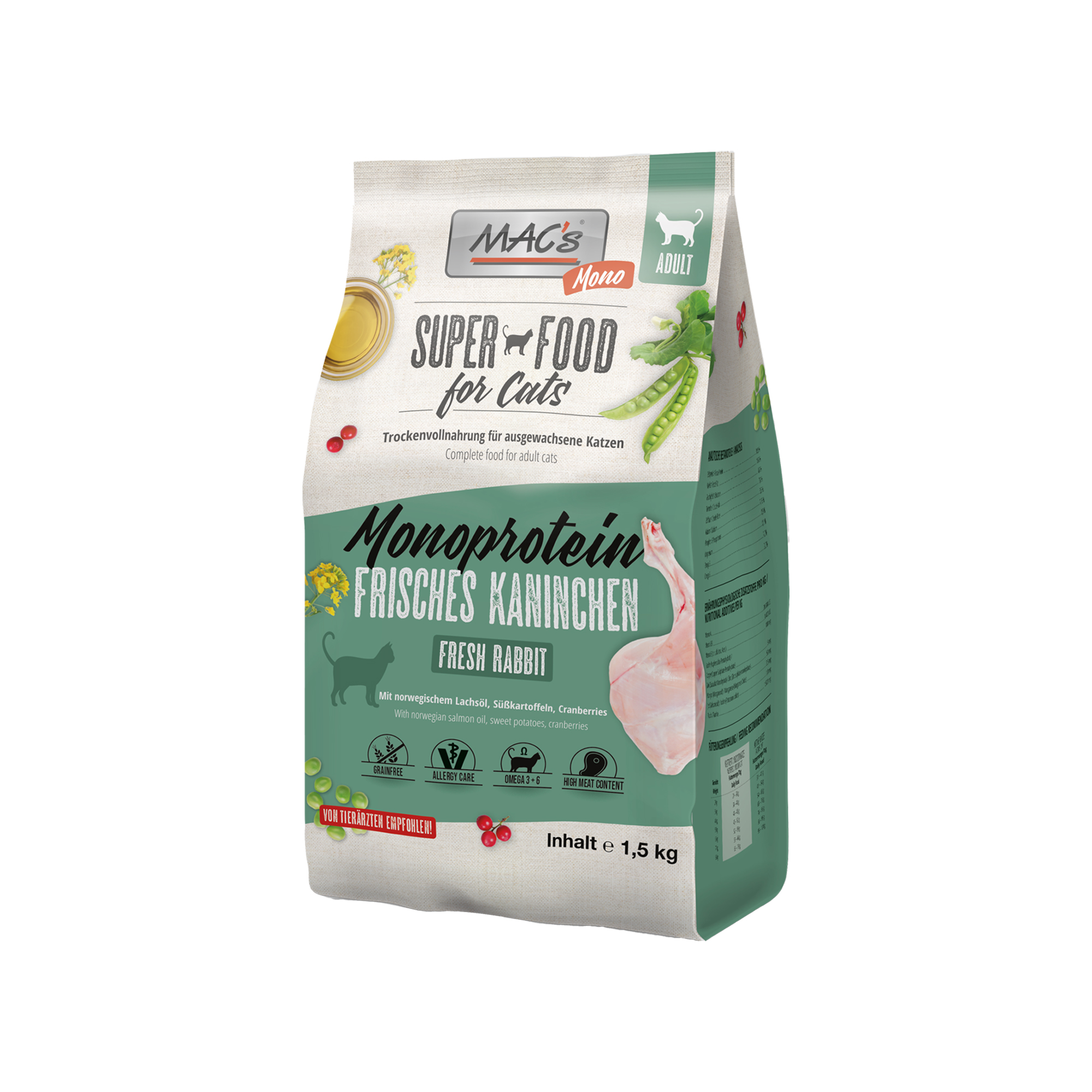 MAC's Adult Monoprotein Kattenvoer - Konijn - 1,5 kg