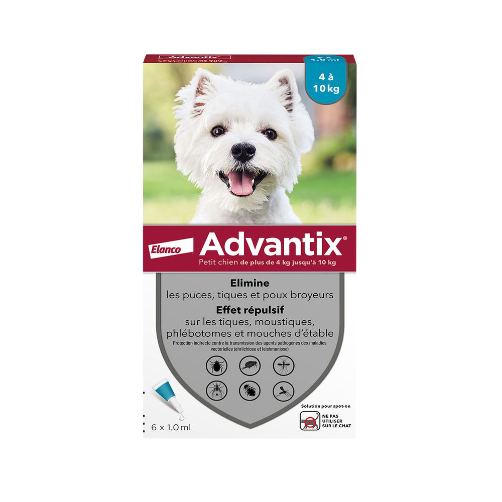 Advantix Petit Chien - 4 à 10 kg - 4 pipettes