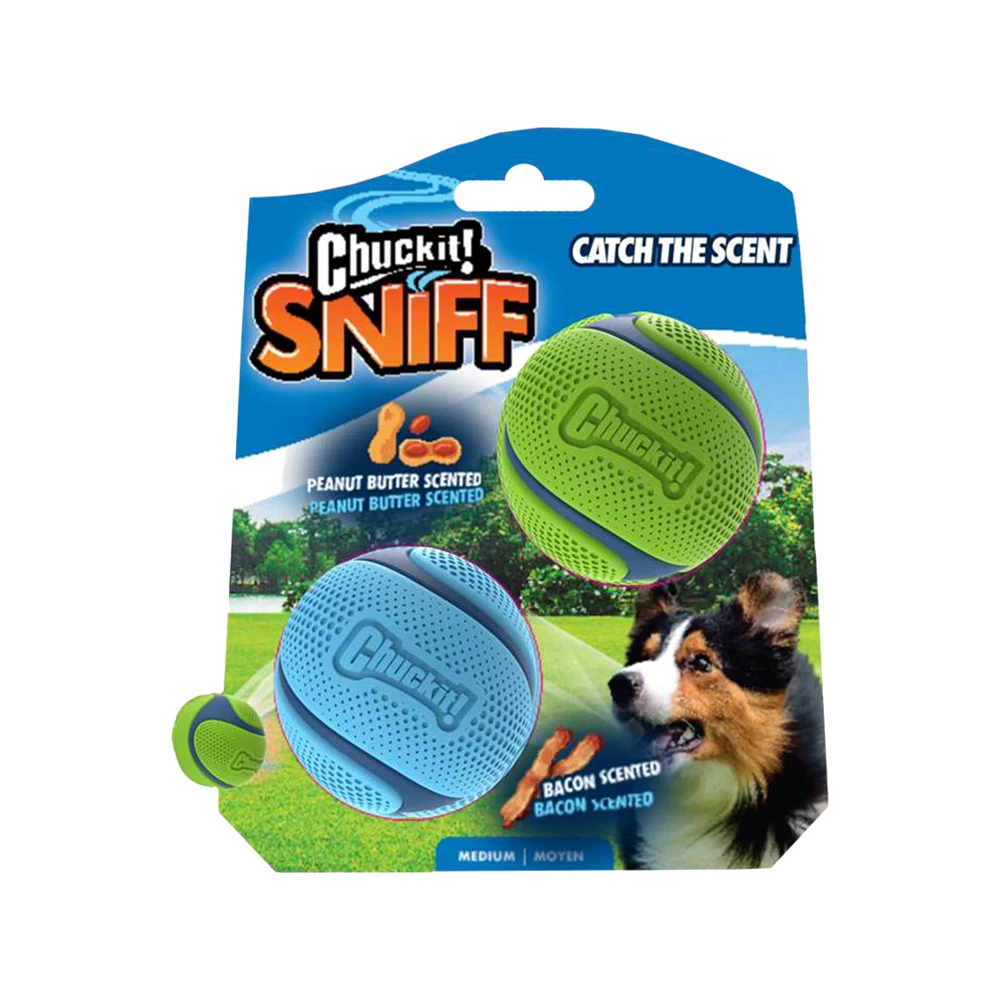 Chuckit! Sniff Fetch Ball - Bacon & Pindakaas - 2-pack