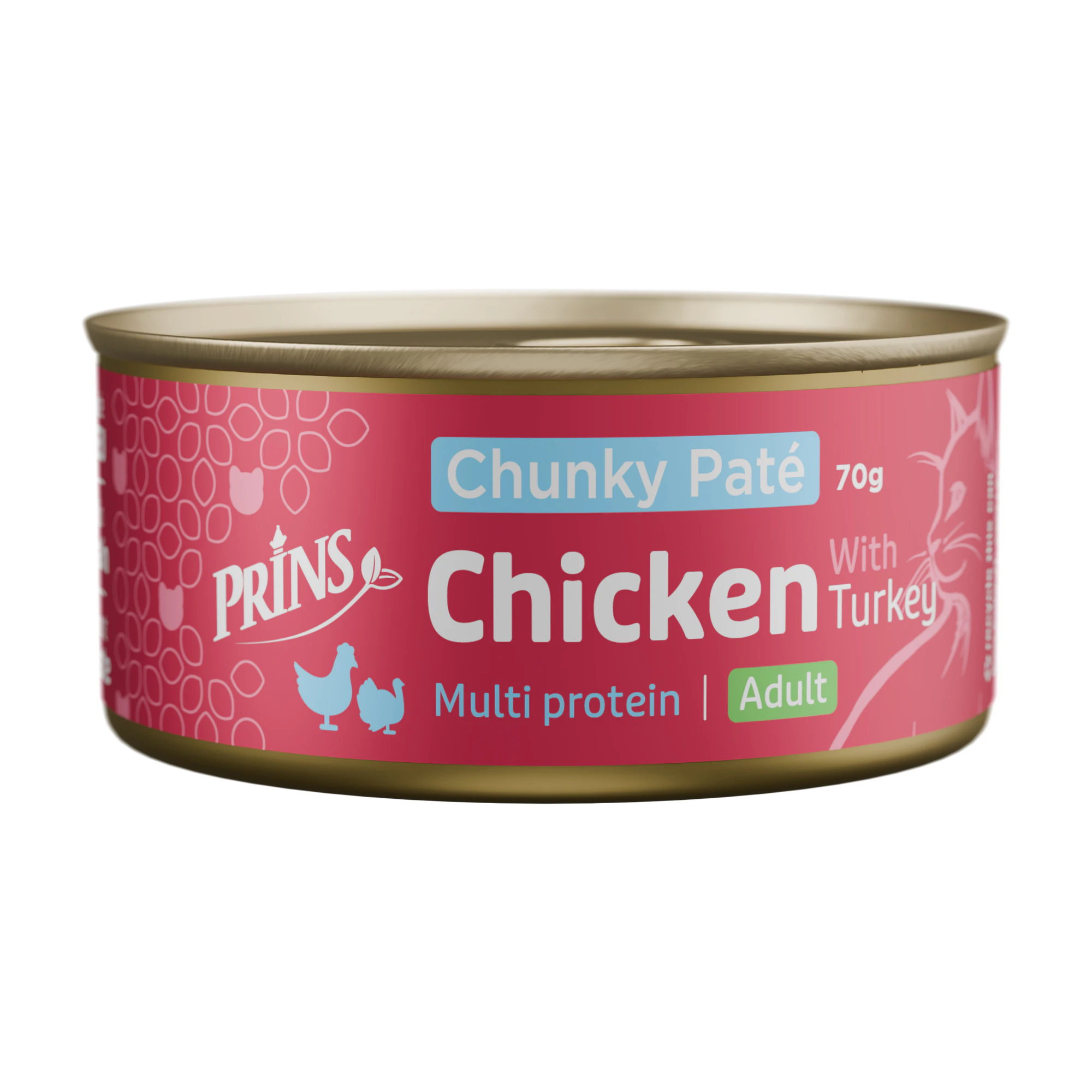 Prins Chunky Pâté - Cat Food -  Chicken & turkey - 48 x 70g