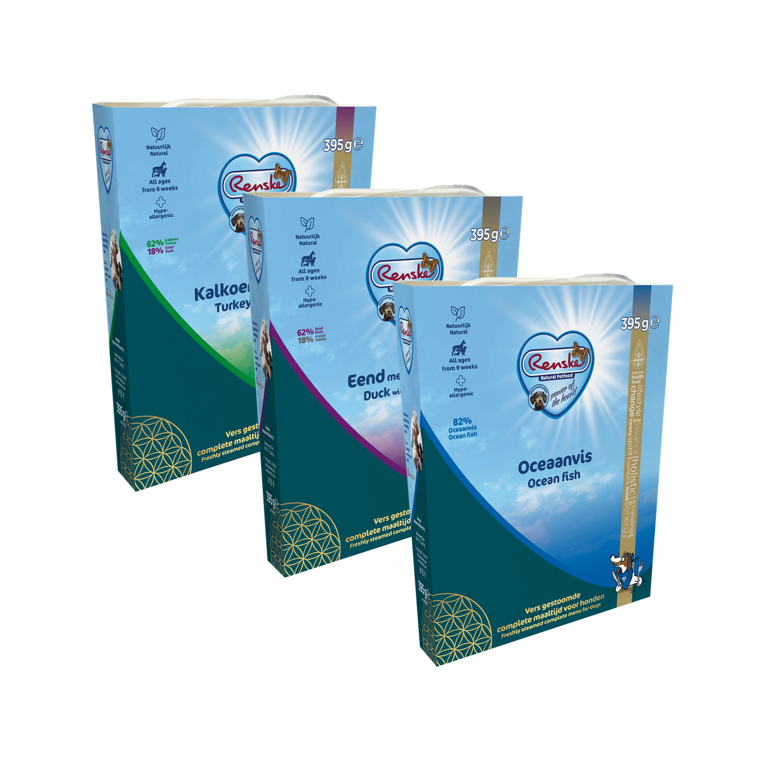 Renske Frischfleisch Hundefutter - Ente & Kaninchen - 10 X 395 G