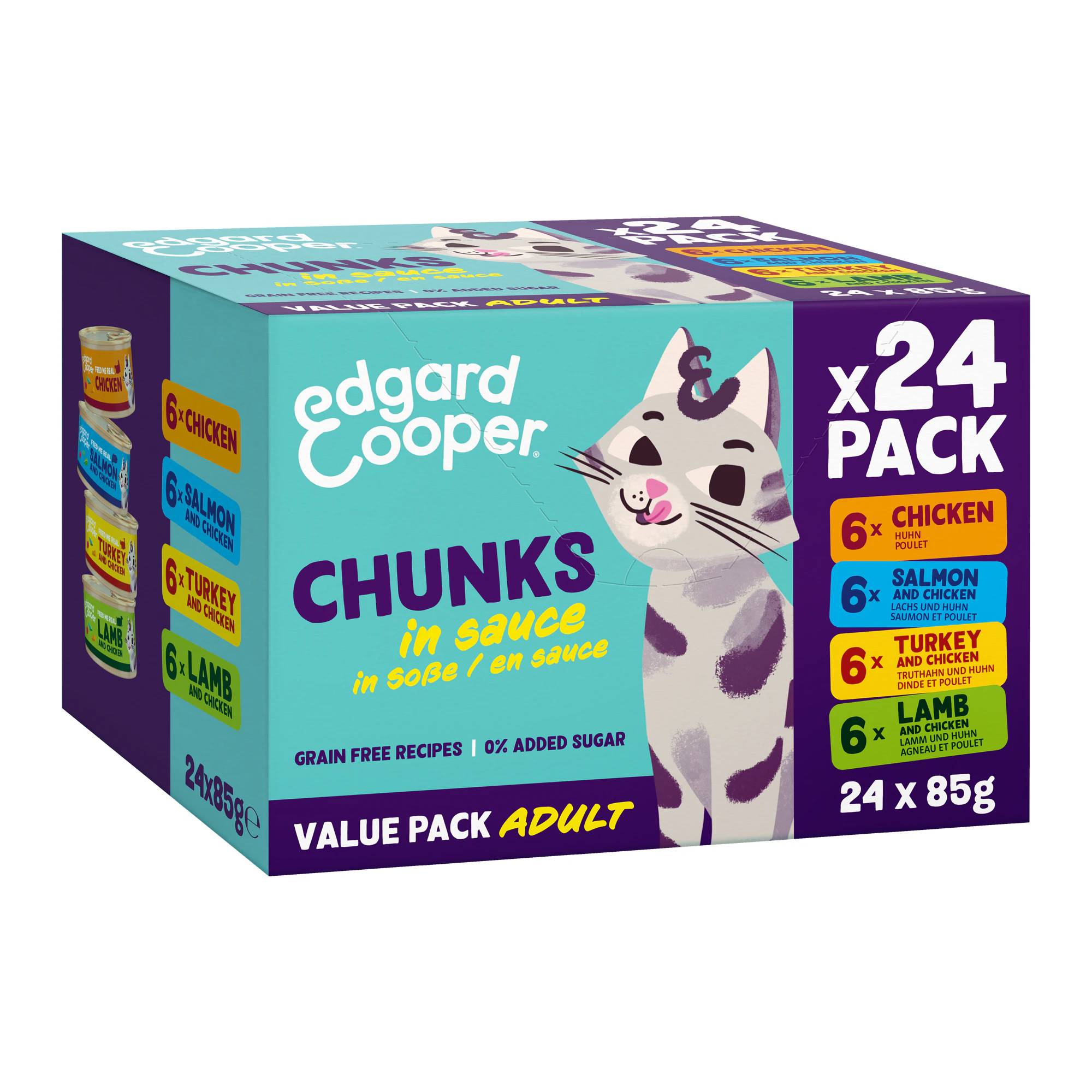 Edgard & Cooper Chat Adulte - Morceaux en sauce en paquet multiple