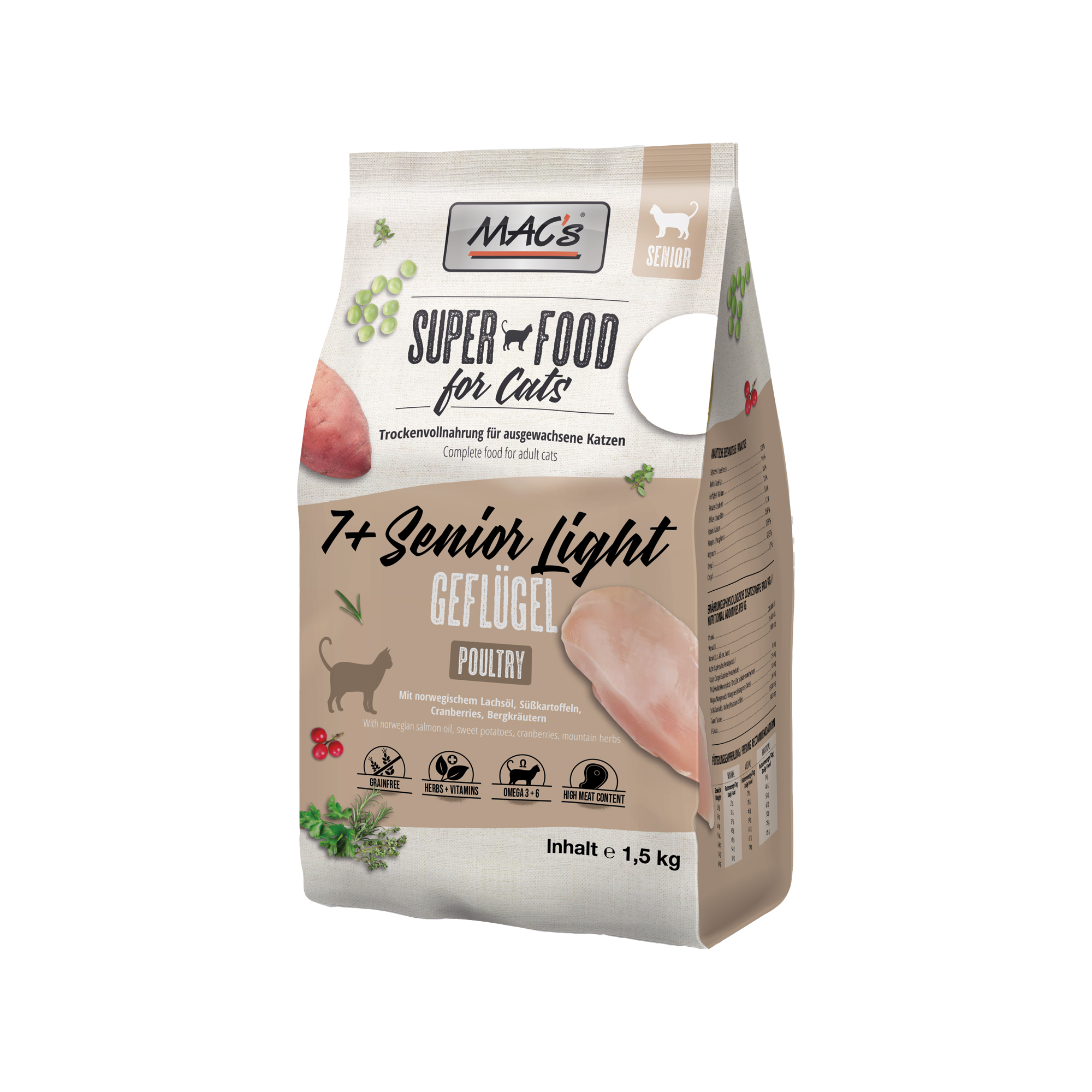 MAC's 7+ Senior Light pour chats - 1,5 kg
