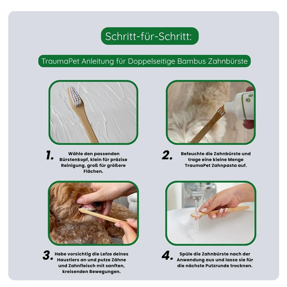 TraumaPet Bamboo Doppelseitige Zahnbürste