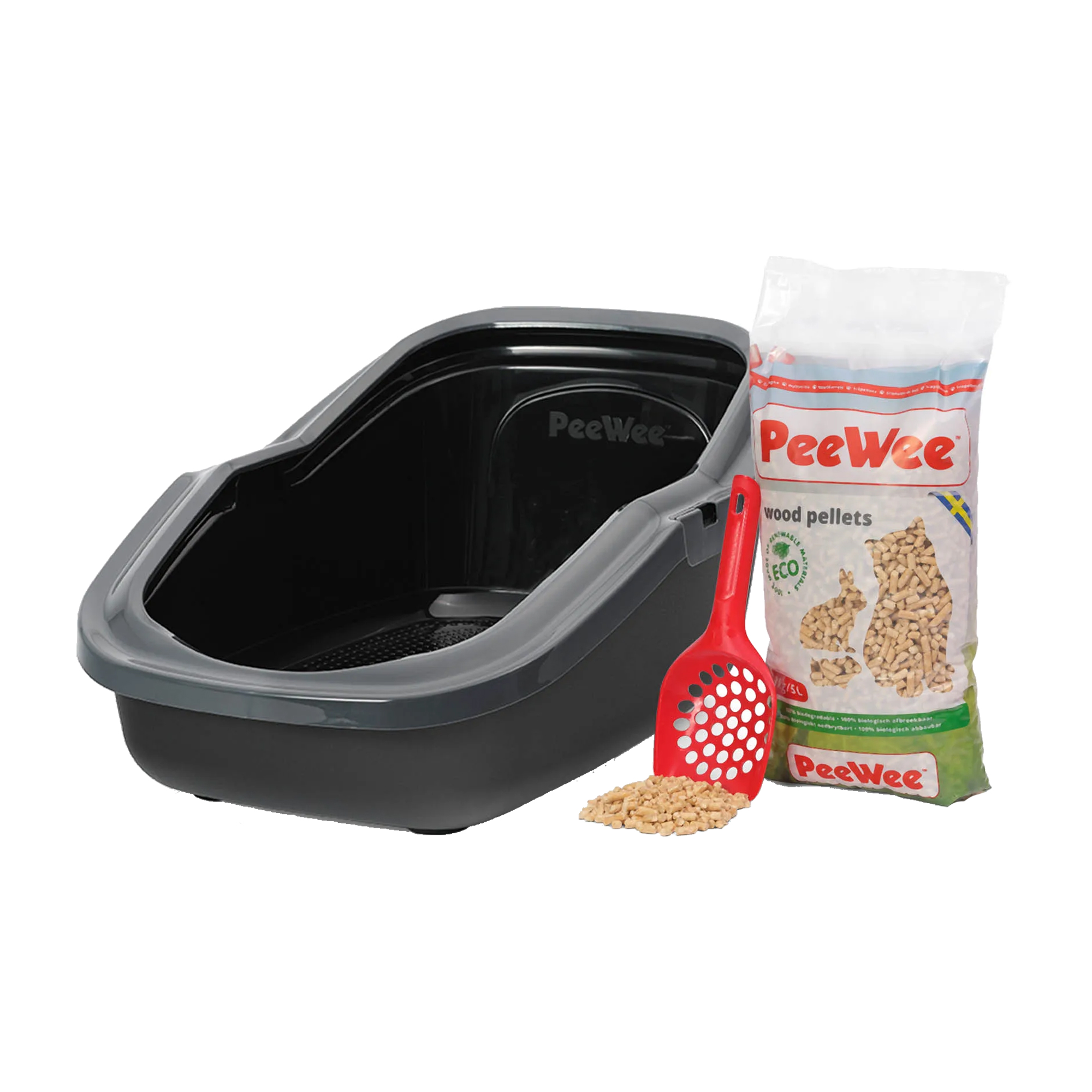 PeeWee EcoMinor Katzentoilette Starter-Paket - Schwarz/Anthrazit