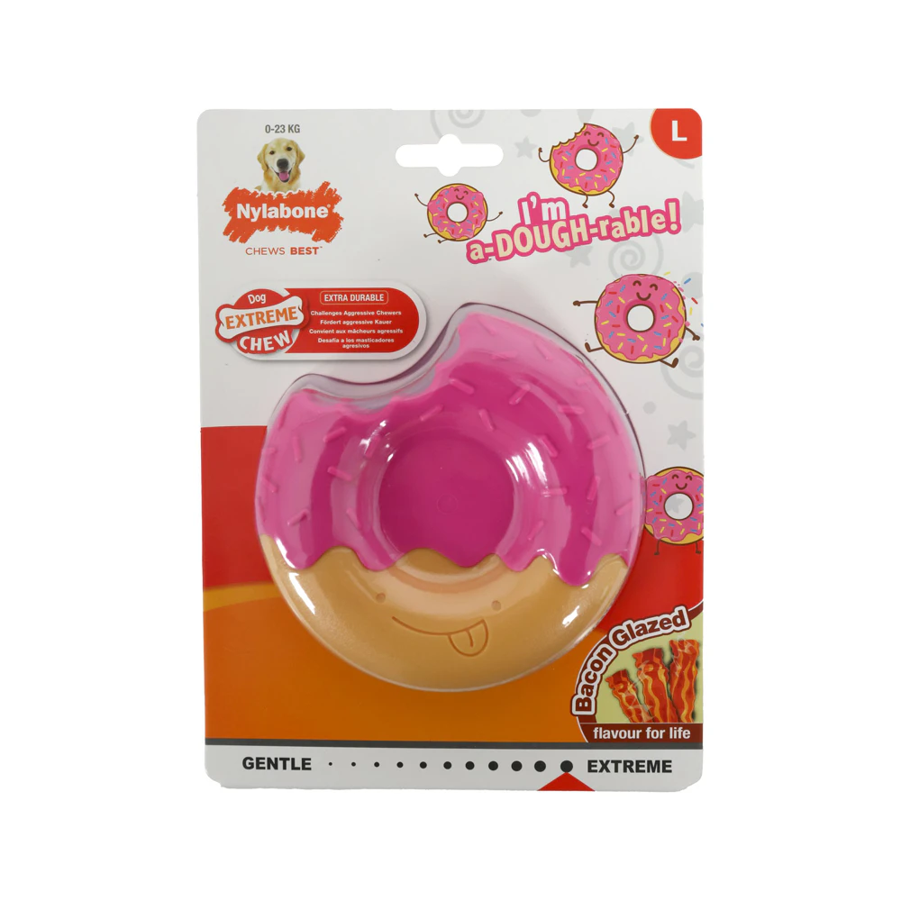 Nylabone Extreme Chew Donut Glaze Bacon