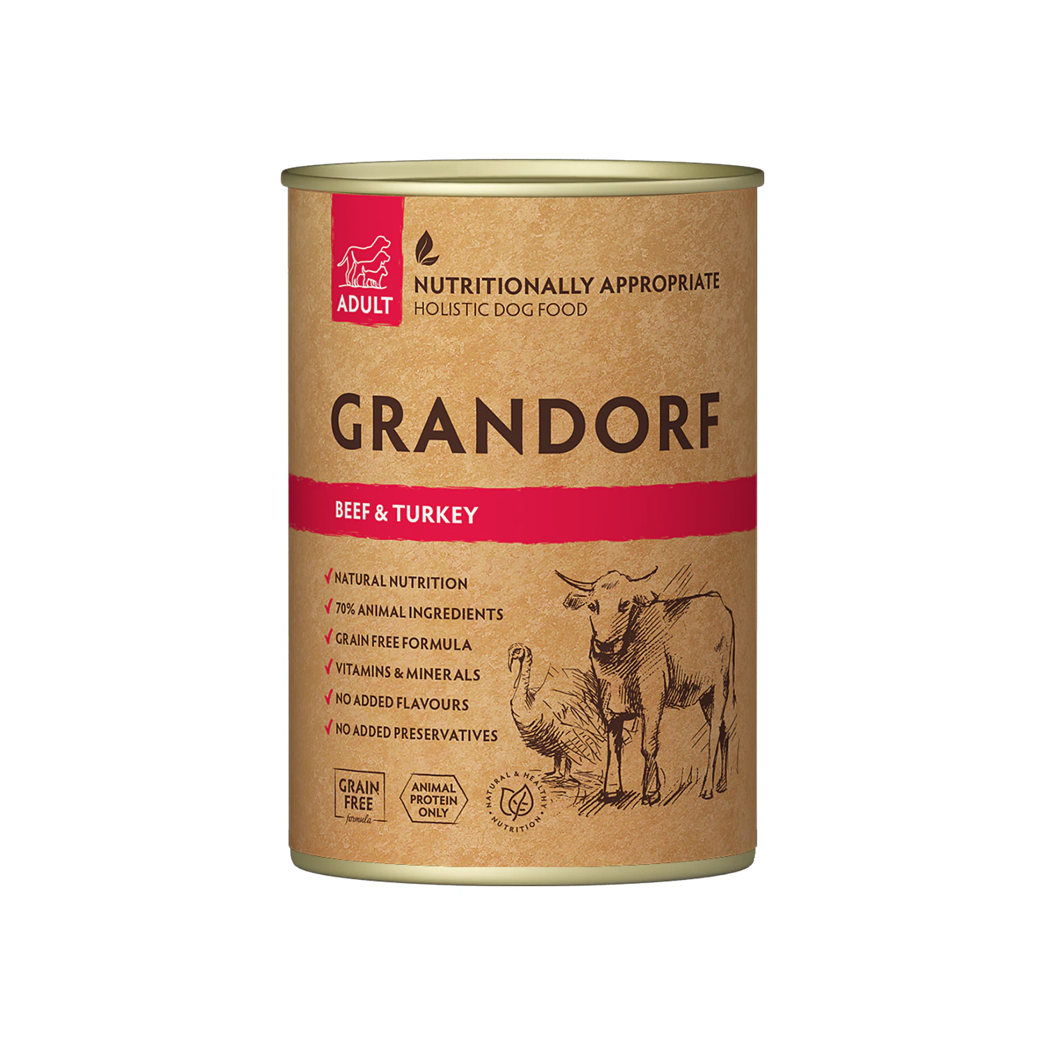 Grandorf All Breeds Adult - Can - Rind & Truthahn - 6 x 400 g