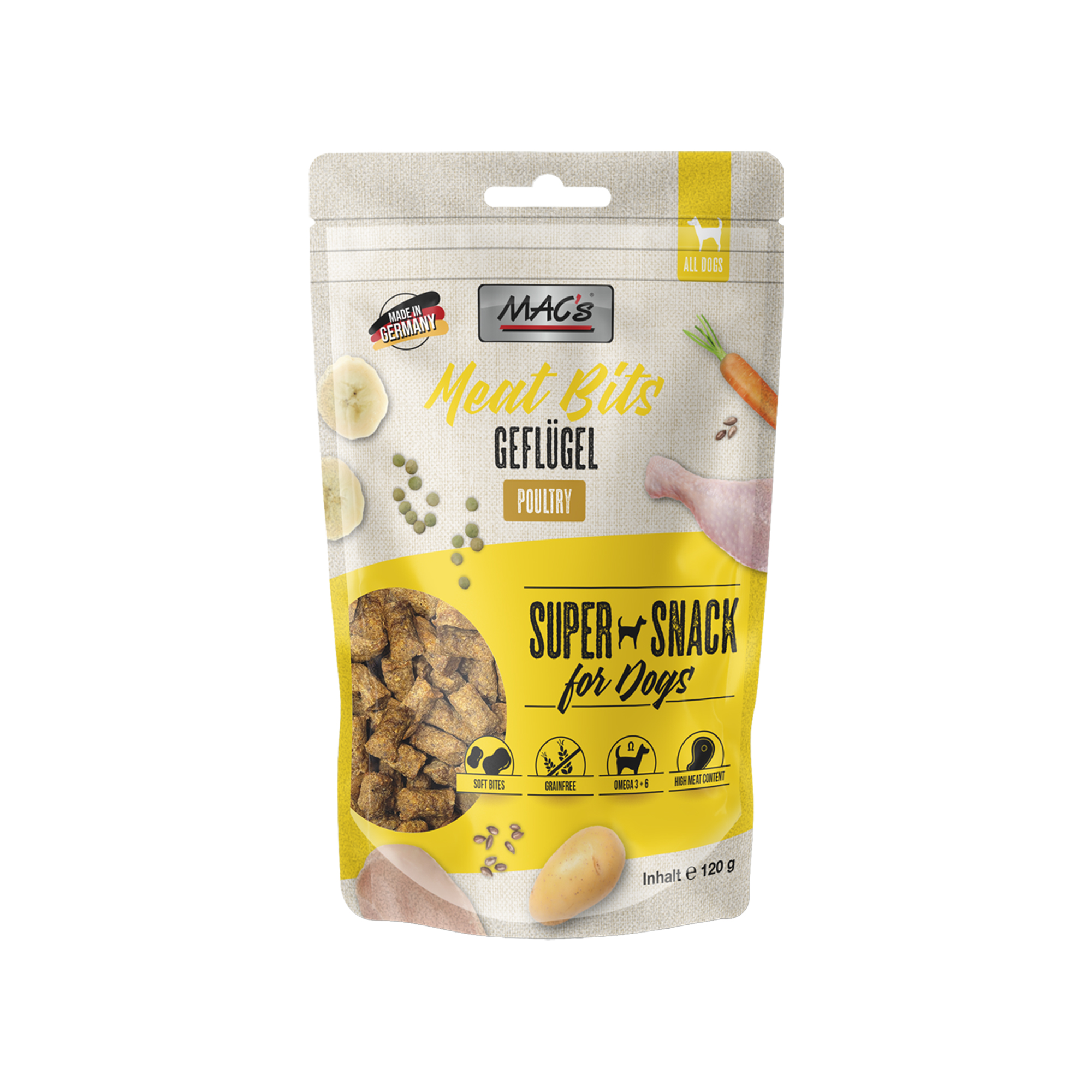 Mac's Meat Bits Hundesnacks- Geflügel - 120 G