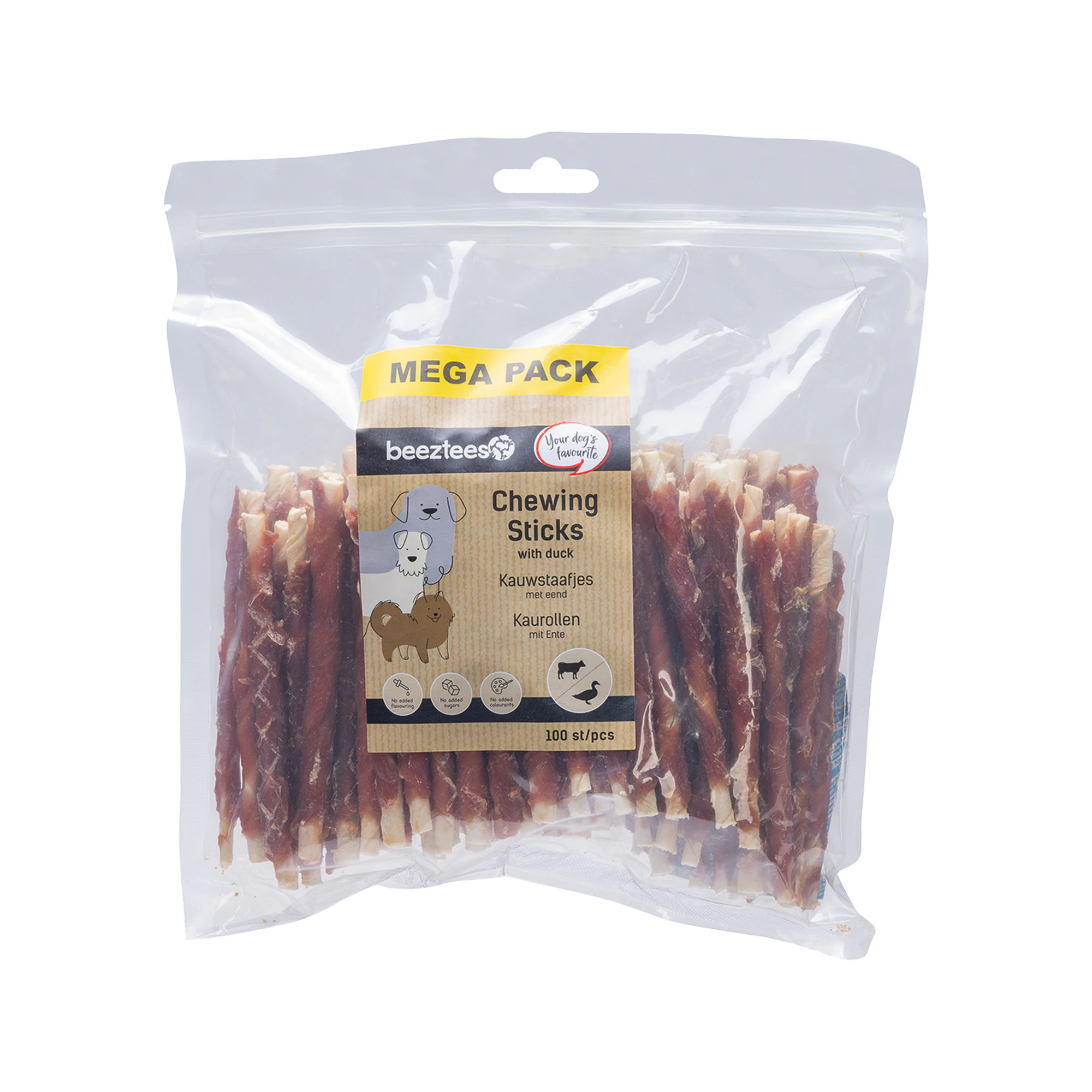 Beeztees Kulinariske Tyggepinde Mega Pack - And - 100 stk - 12,5 cm