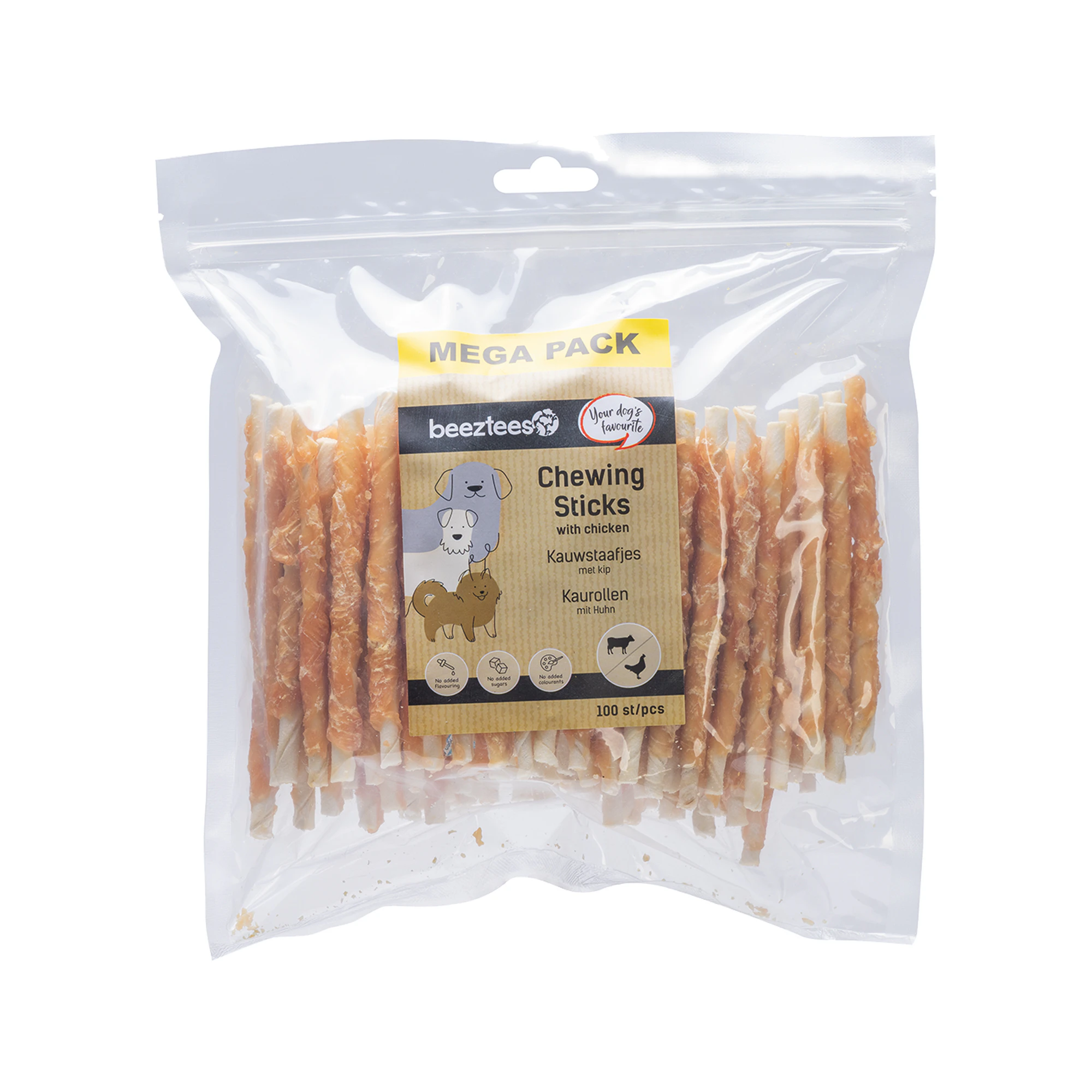 Beeztees Kulinariske Tyggepinde Mega Pack - Kylling - 100 stk - 12,5 cm