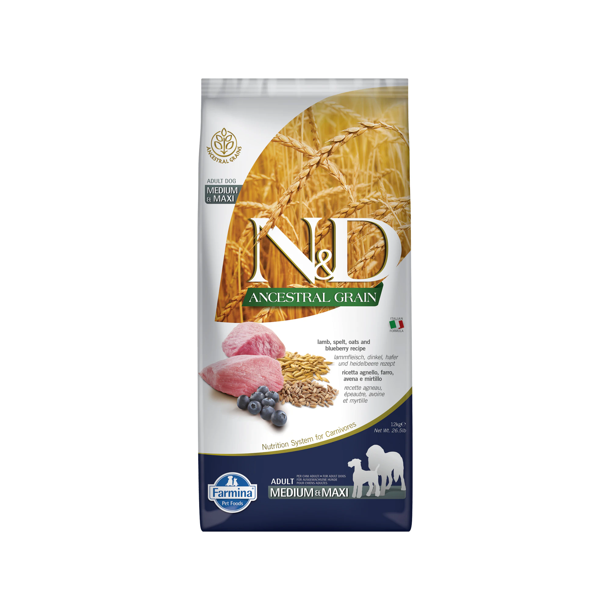 Farmina N&D Ancestral Grain Adult Dog Medium & Maxi - Lam - 2,5 kg