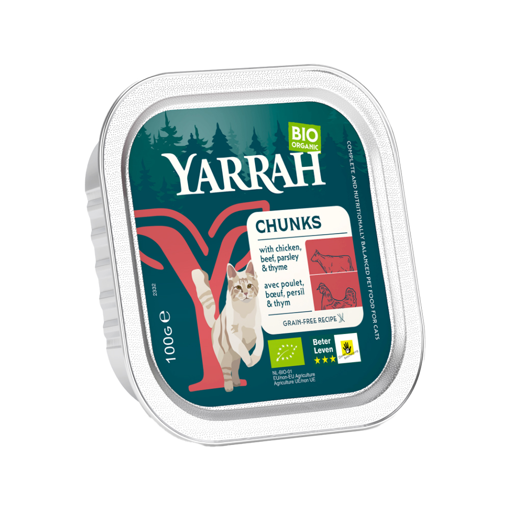 Yarrah Bio Chunks - Barquette - Poulet et Bœuf avec persil et thym