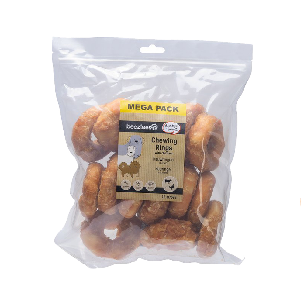 Beeztees Kauring mit Huhn - 7,5 cm - 15 Stück