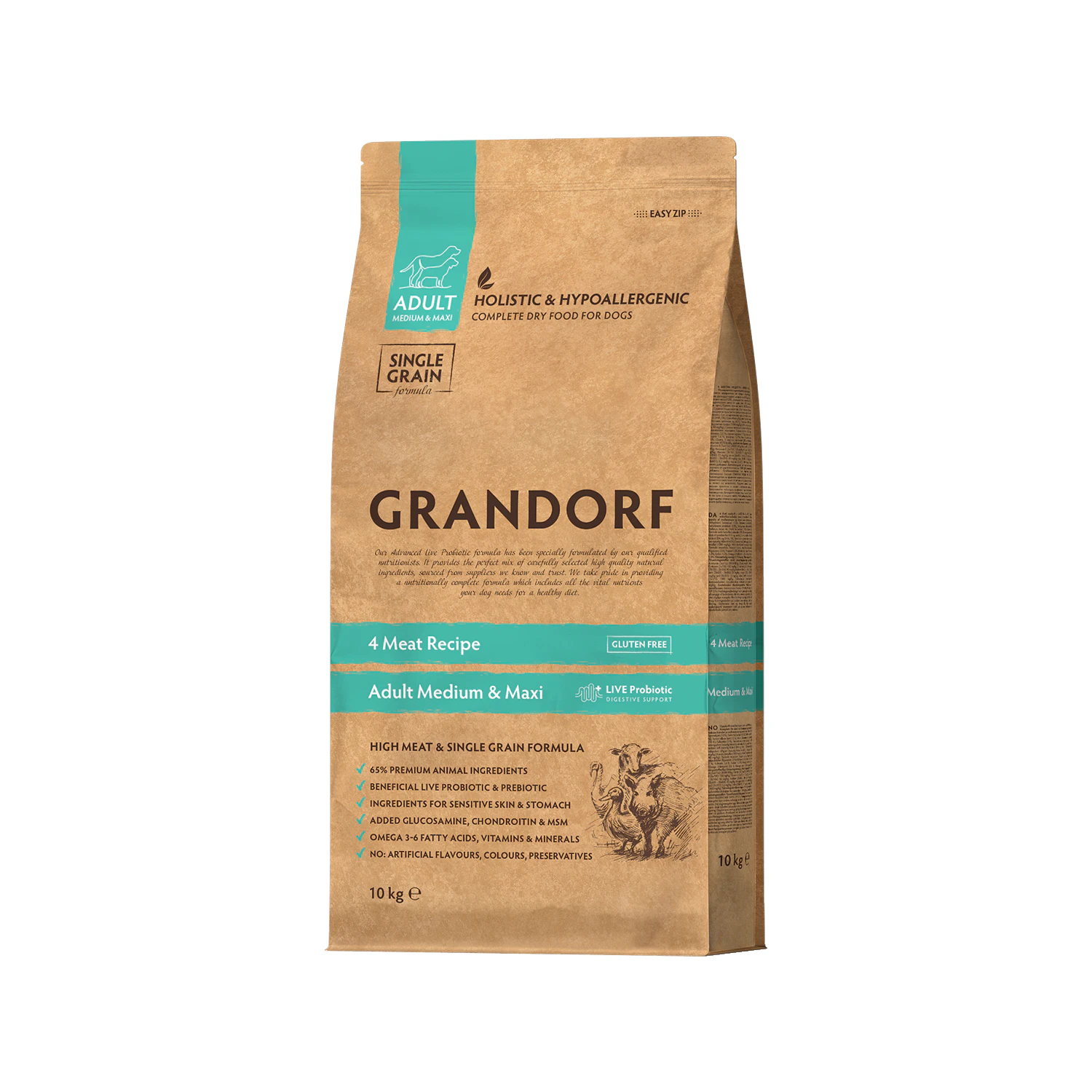 Grandorf Medium & Maxi Breeds Adult - 4 Meat - 10 kg