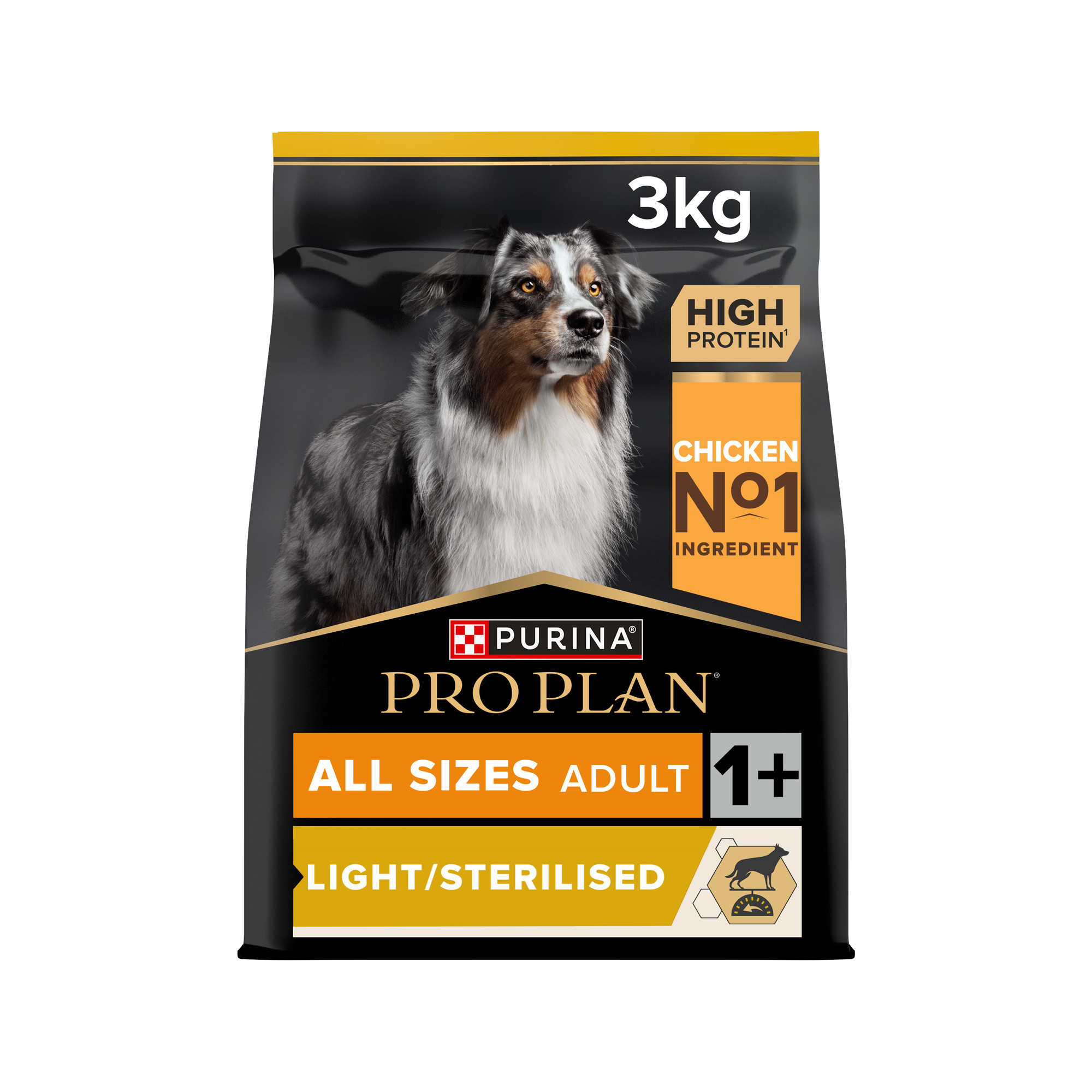Purina Pro Plan Light/Sterilised All Size Adult Hundefutter - Huhn - 3 kg