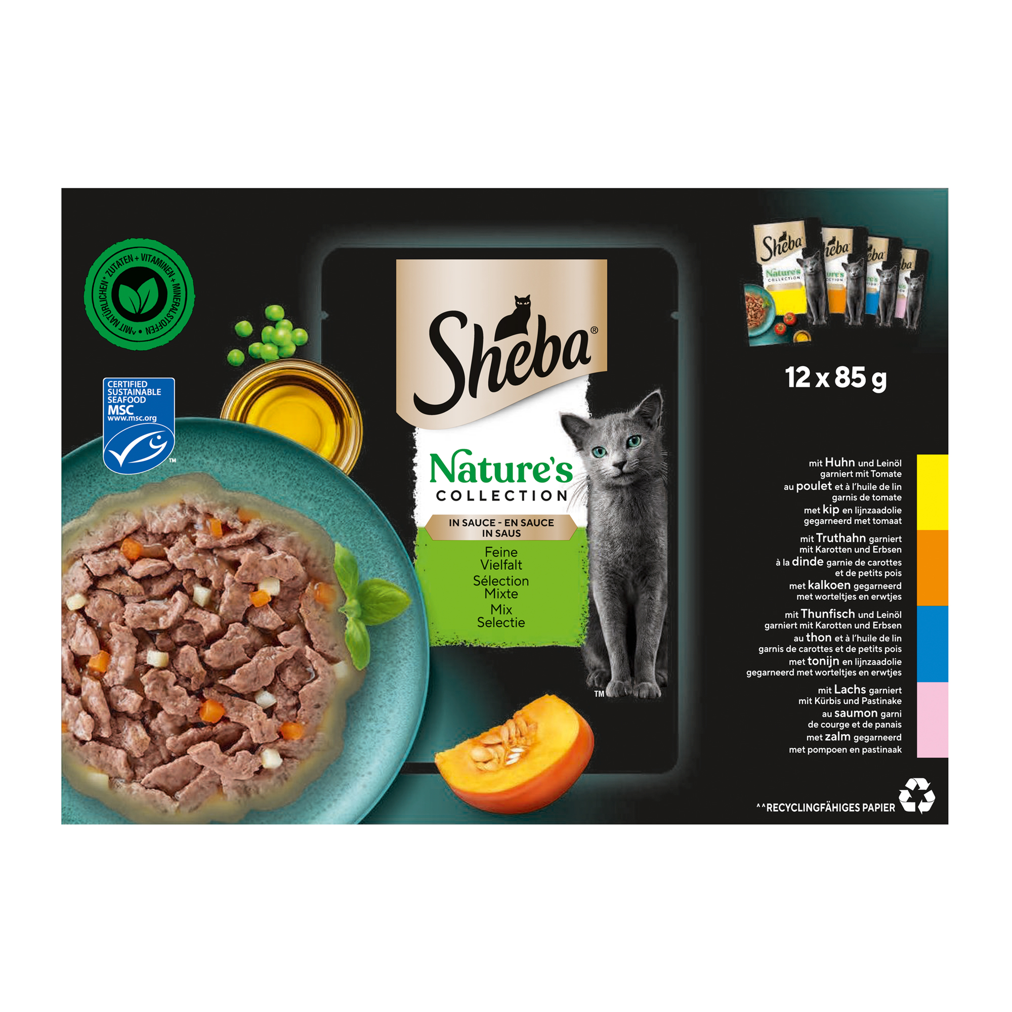 SHEBA Nature’s Collection Výběr příchutí 40x85 g - kompletní mokré