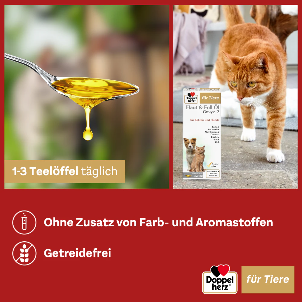 Doppelherz Haut & Fell Öl Omega-3 für Katzen und Hunde