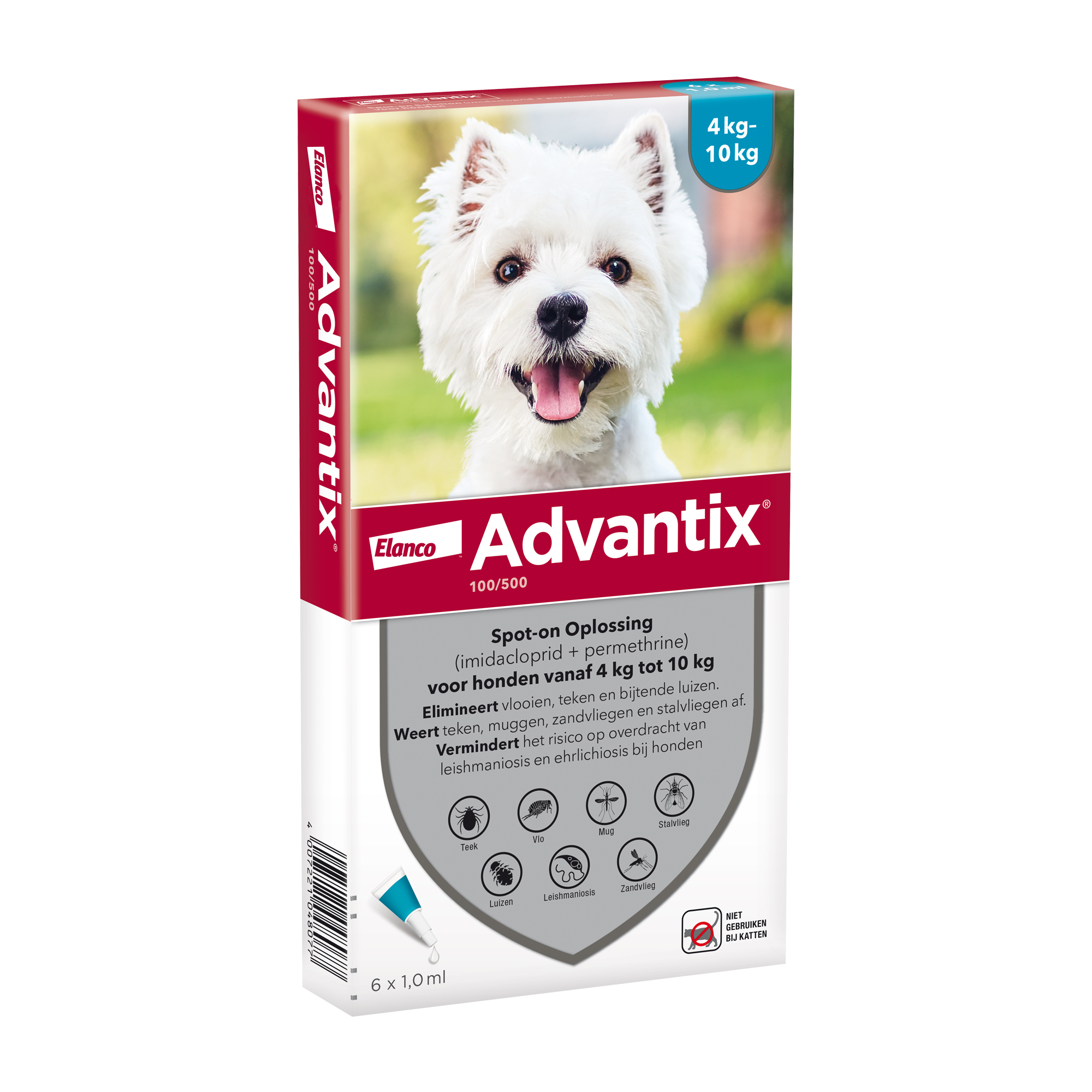 Advantix 100/500 - 4 tot 10 kg - 6 pipetten
