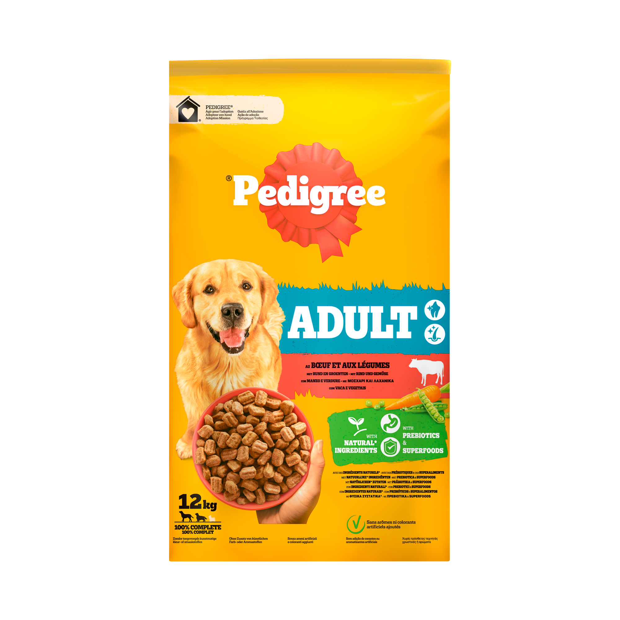 Pedigree Droog Adult - Hondenbrokken - Rund & Groenten - 12 kg
