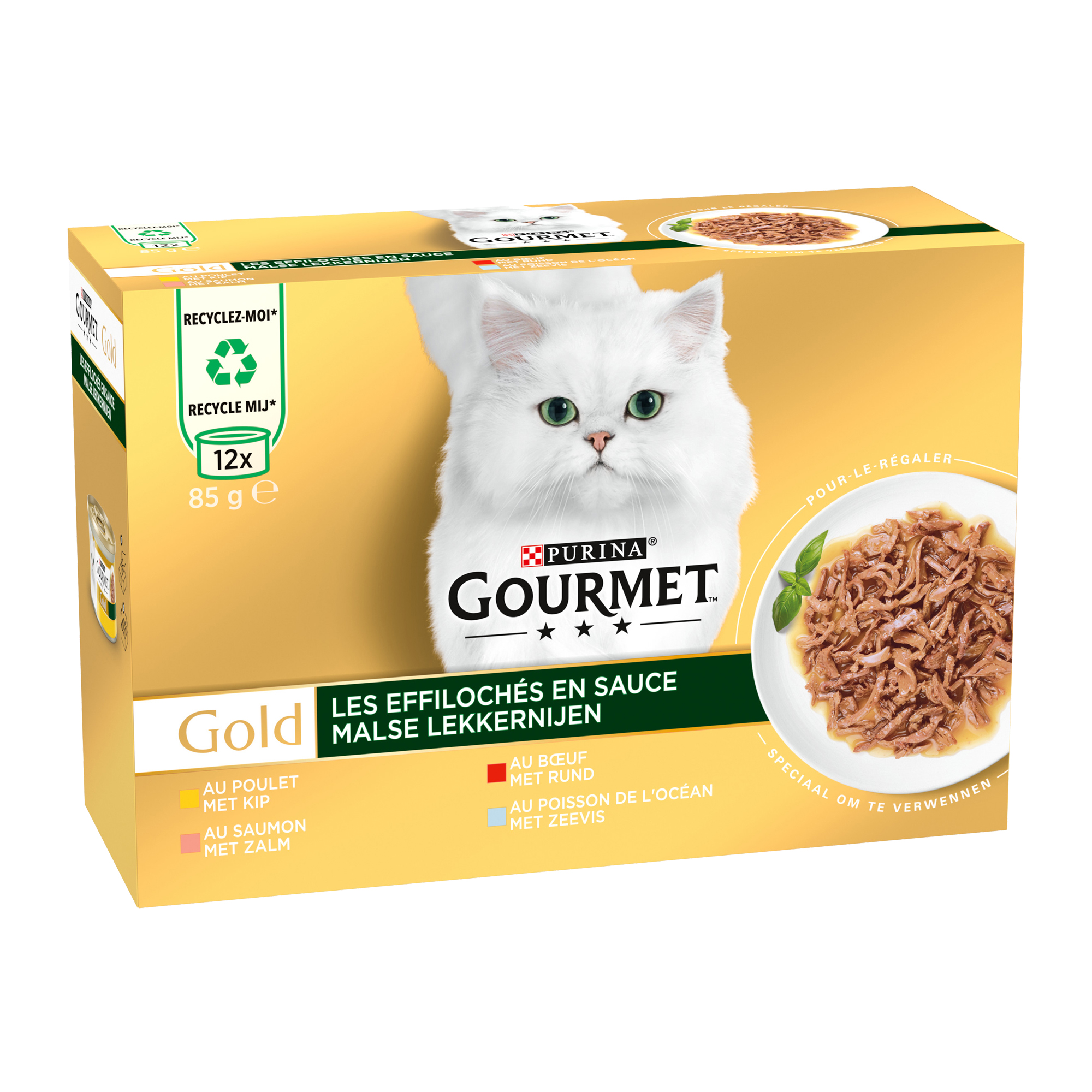 Gourmet Gold Zarte Häppchen - Huhn, Lachs, Rind & Meeresfisch - 12 X 85 G