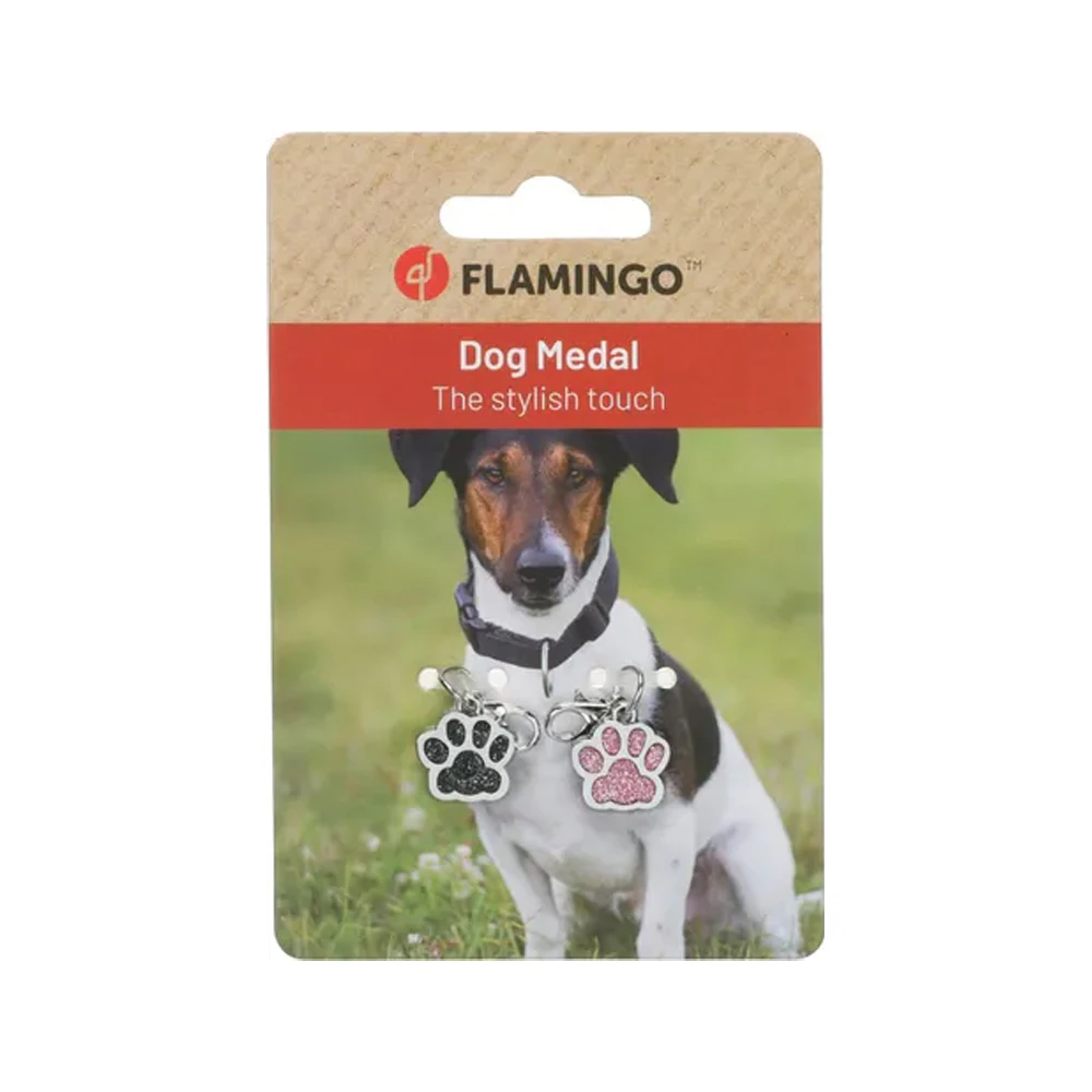 Flamingo Medaglione Zampa Tassu - Rosa & Nero - S - 2 pezzi
