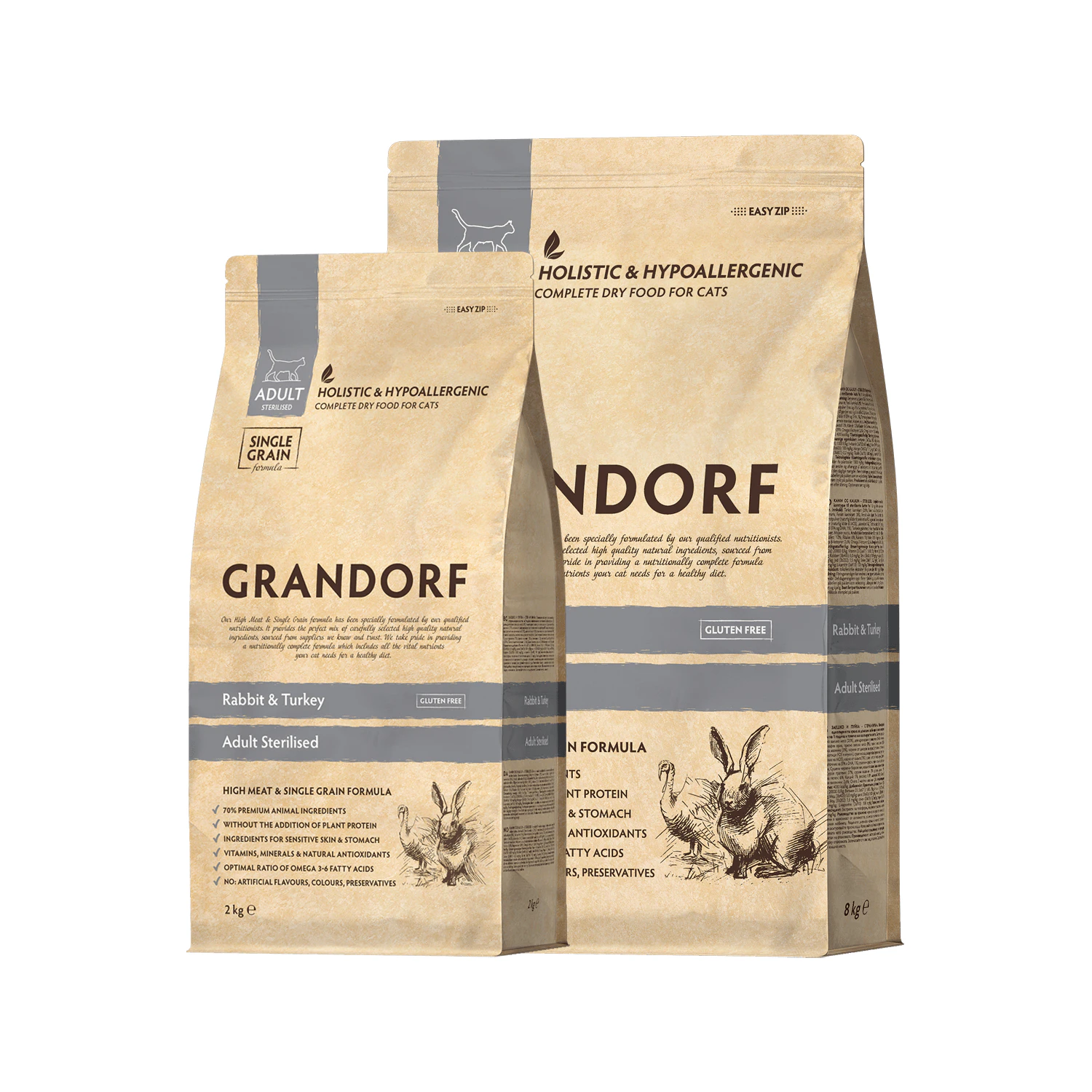 Grandorf Sterilised Adult - Kaninchen & Truthahn - Katzenfutter