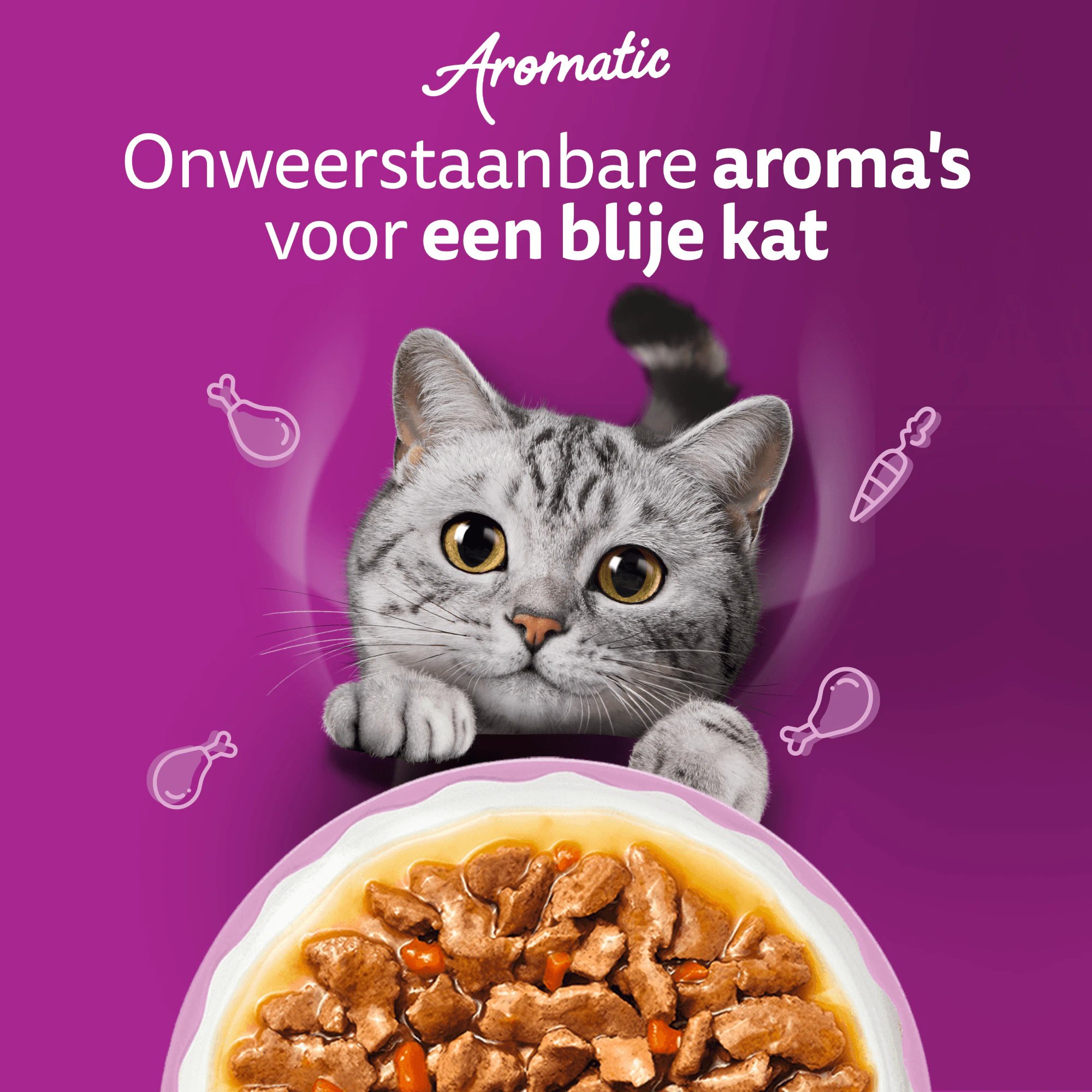 Whiskas 1+ Natvoer - Aromatic Heerlijke Combinaties in Saus - Multipack
