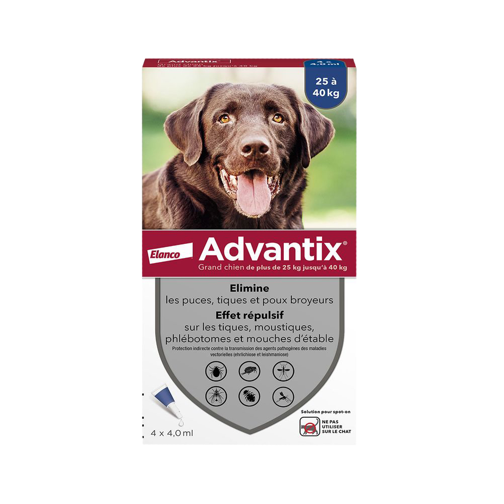 Advantix Grand Chien - 25 à 40 kg - 4 pipettes