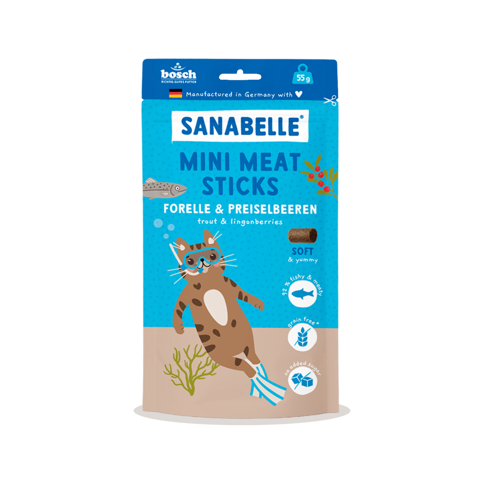 Sanabelle Mini Meat Sticks - Forel & Veenbessen - 55 g