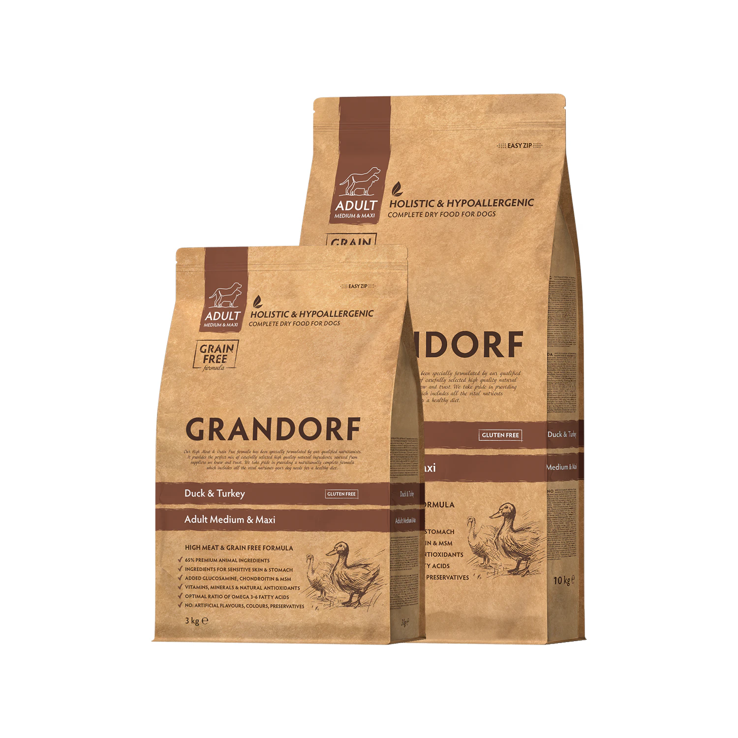 Grandorf Medium & Maxi Breeds Adult - Canard & Dinde - Croquettes pour chiens