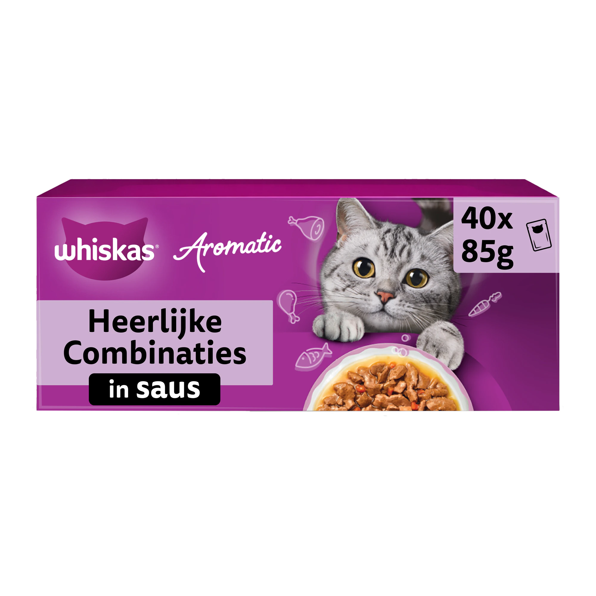 Whiskas 1+ Mokra karma - Aromatic Pyszne Kombinacje w sosie - Multipack
