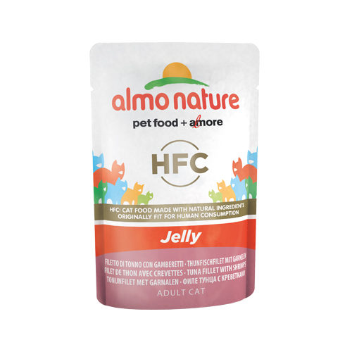 Almo Nature HFC Jelly Kattenvoer - Maaltijdzakje - Tonijnfilet en Garnalen