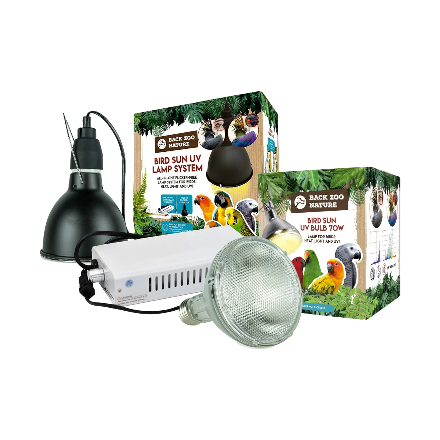 Back Zoo Nature Bird Sun UV-Set - System + Lamp 70W